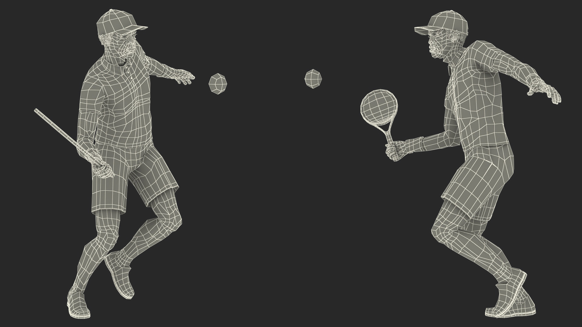 Black Elderly Man Playing Tennis 3D