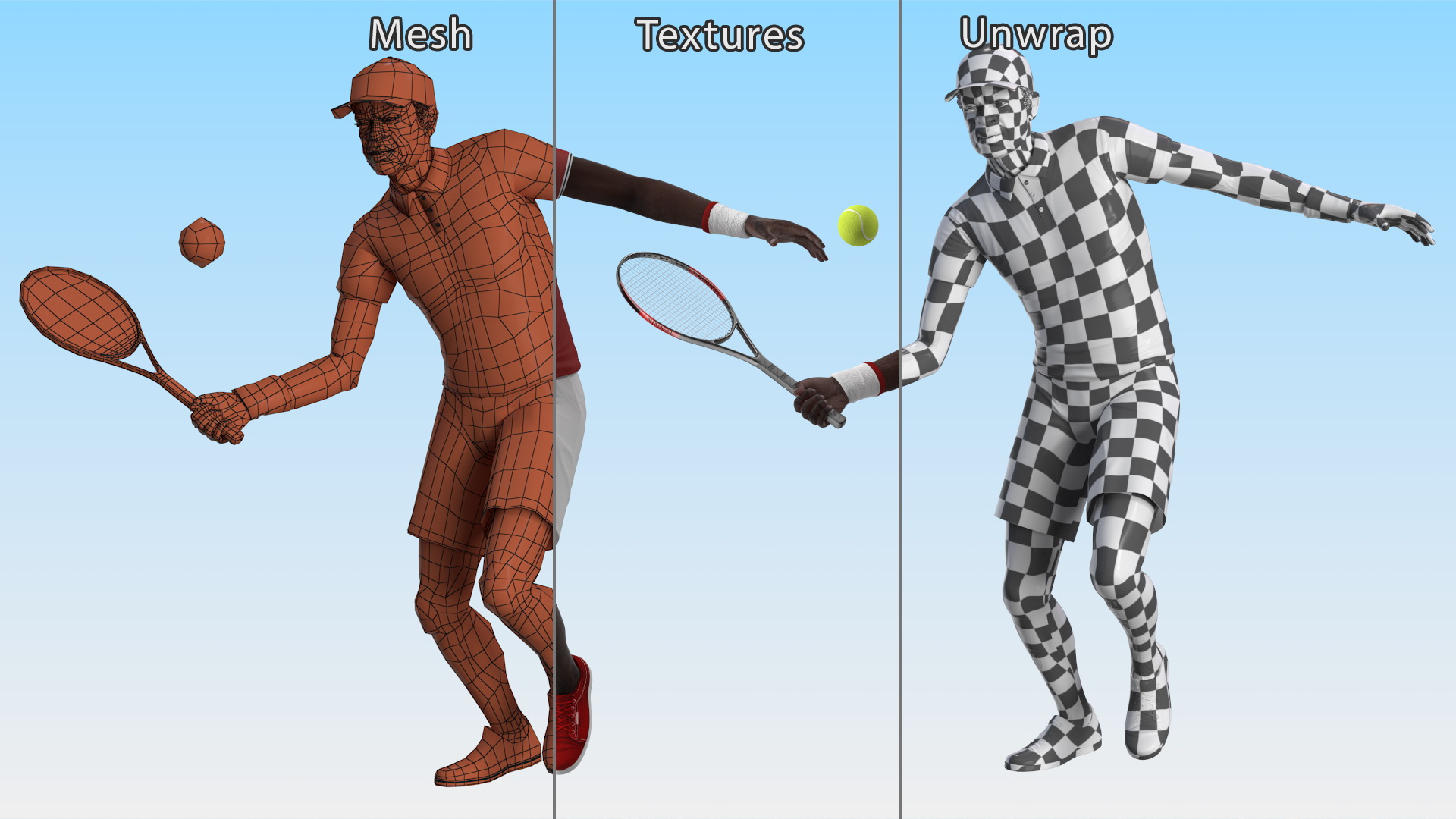 Black Elderly Man Playing Tennis 3D