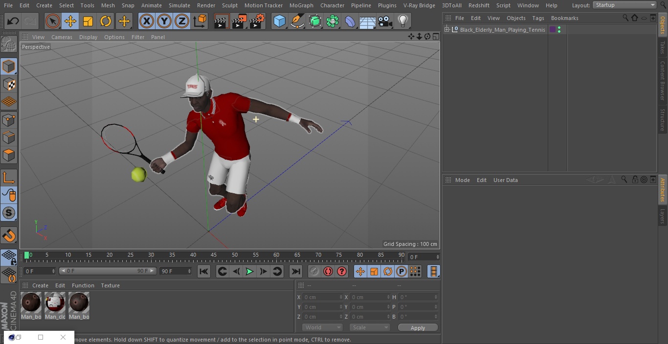 Black Elderly Man Playing Tennis 3D