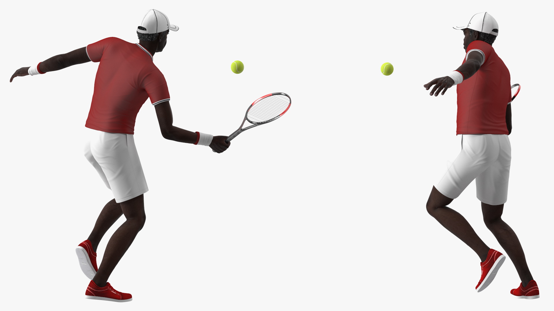 Black Elderly Man Playing Tennis 3D