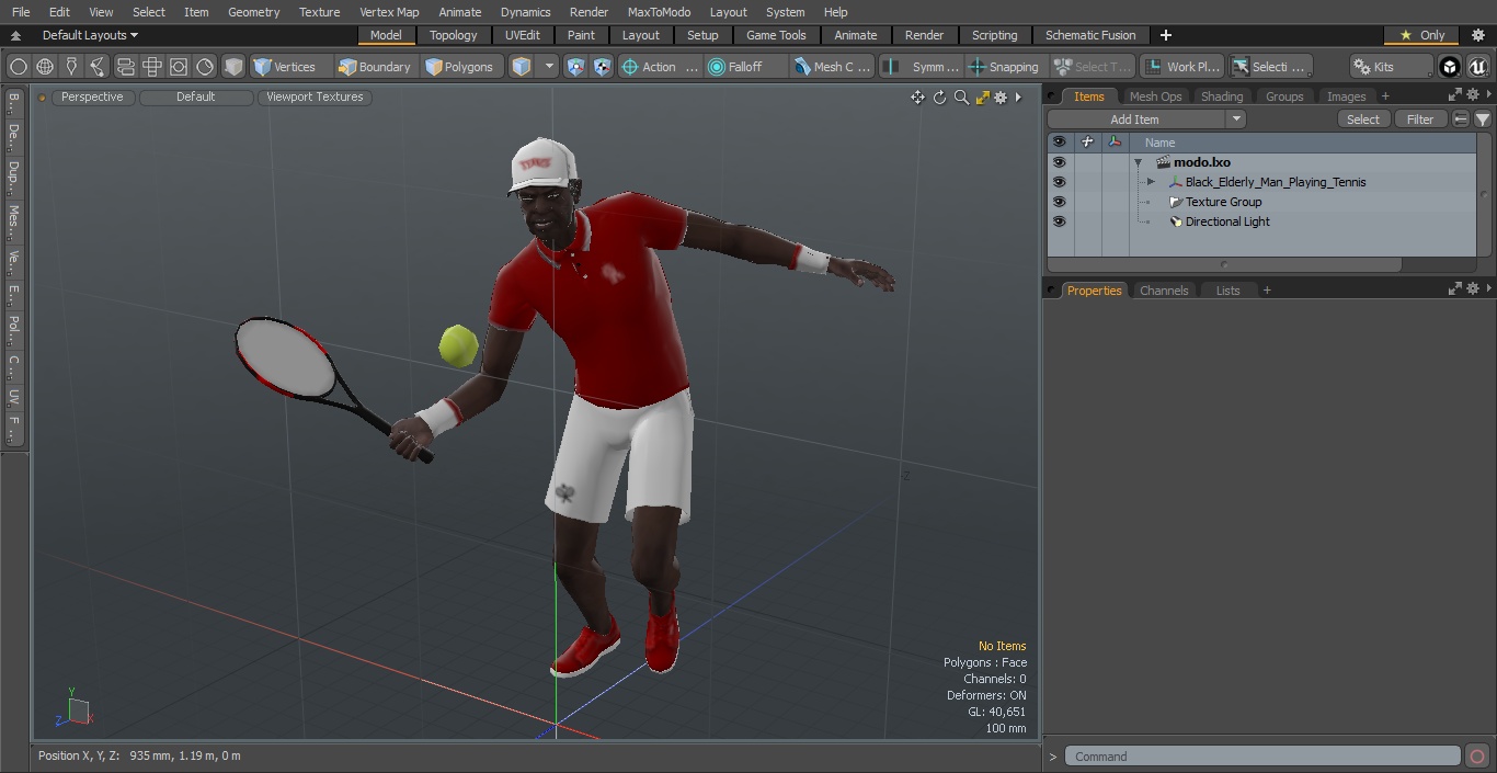 Black Elderly Man Playing Tennis 3D