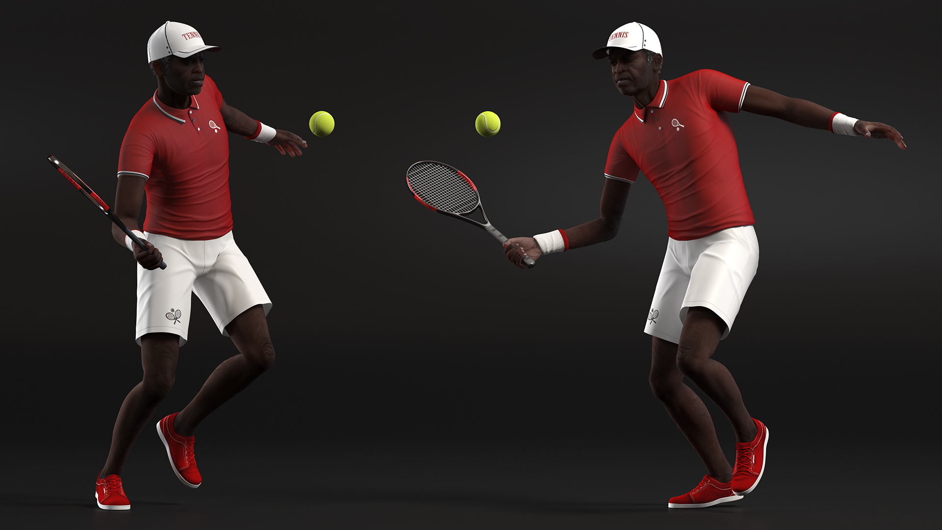 Black Elderly Man Playing Tennis 3D