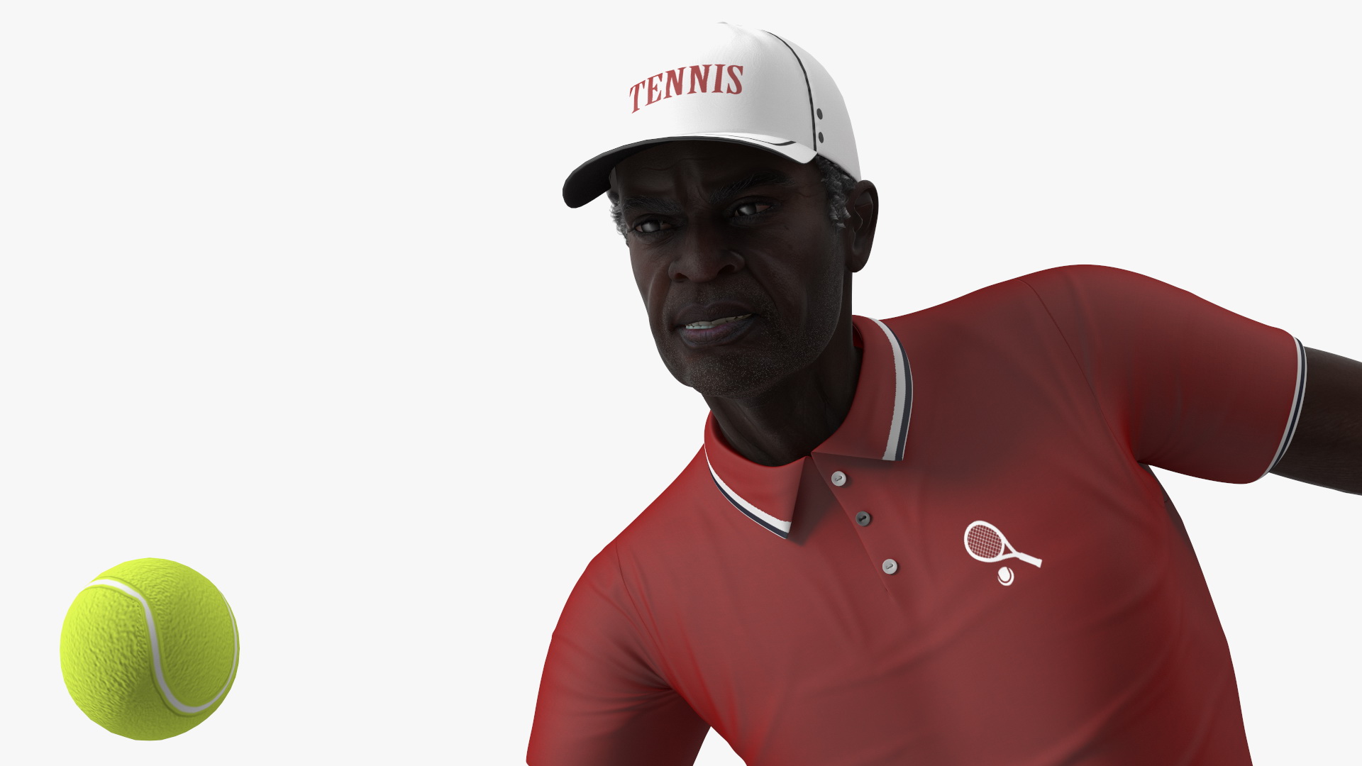 Black Elderly Man Playing Tennis 3D