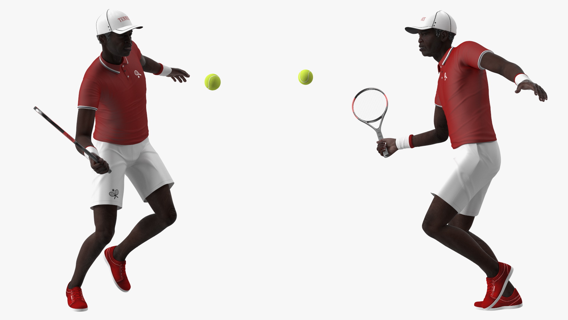 Black Elderly Man Playing Tennis 3D