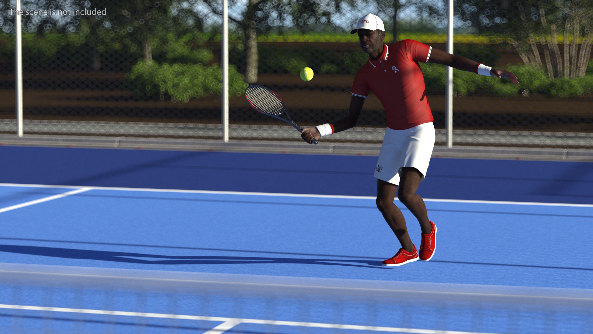 Black Elderly Man Playing Tennis 3D
