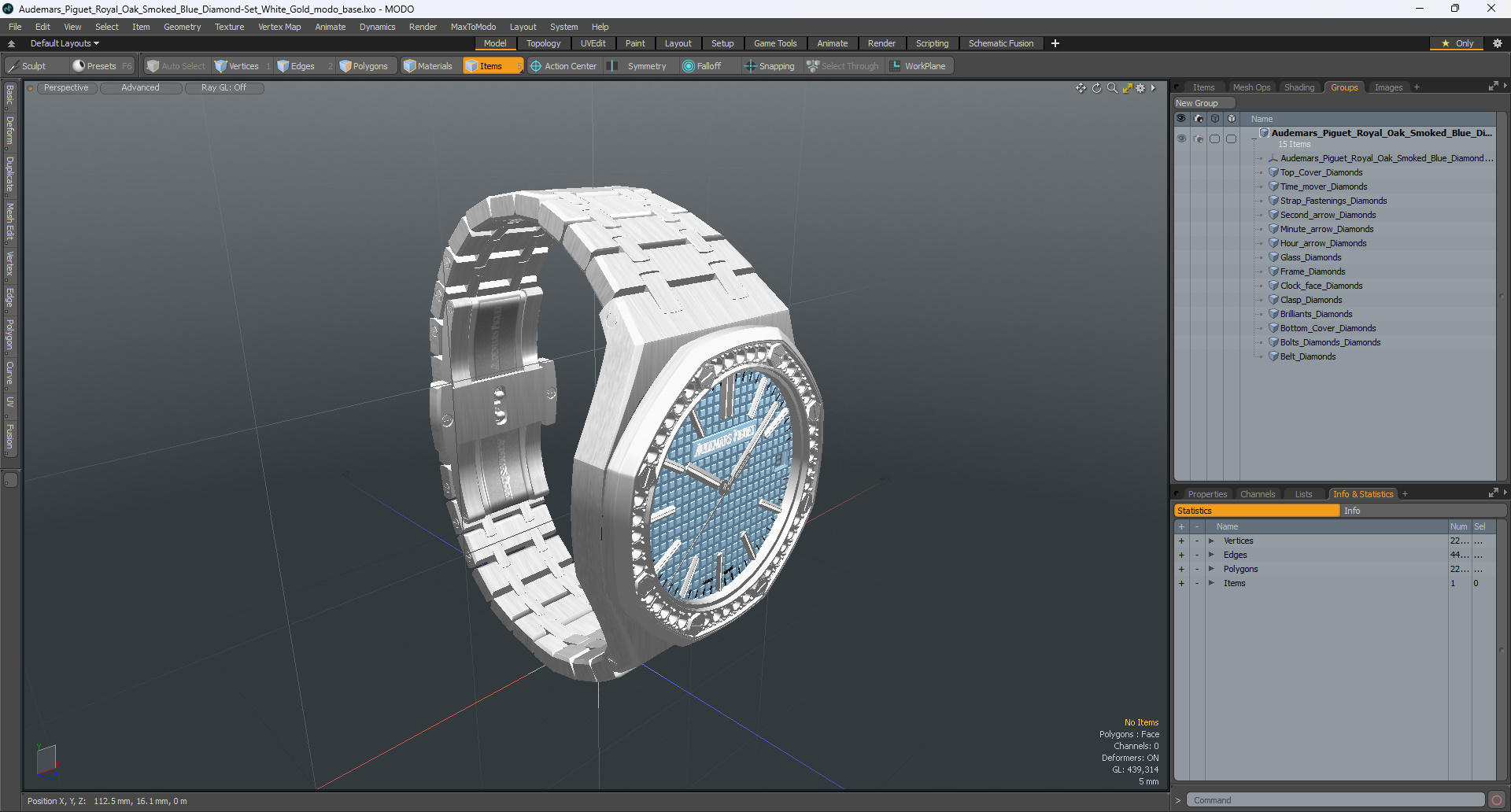 3D model Audemars Piguet Royal Oak Smoked Blue Diamond-Set White Gold