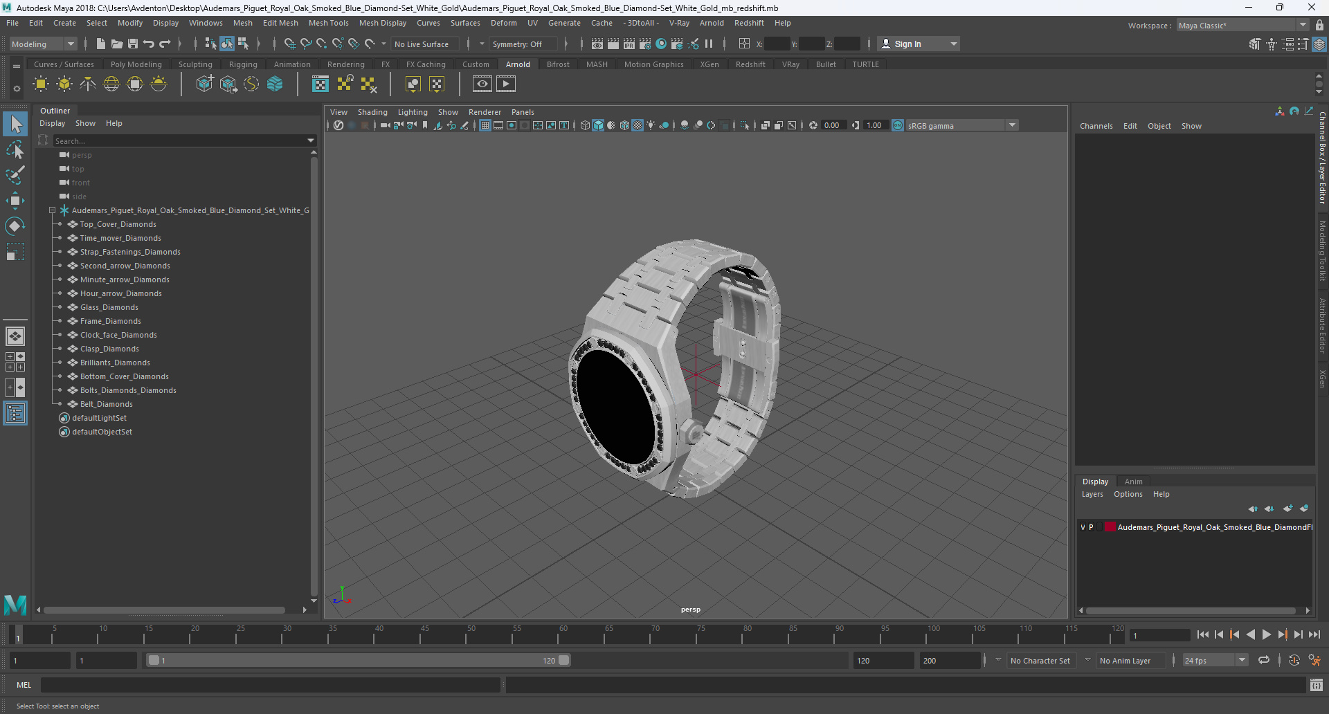 3D model Audemars Piguet Royal Oak Smoked Blue Diamond-Set White Gold