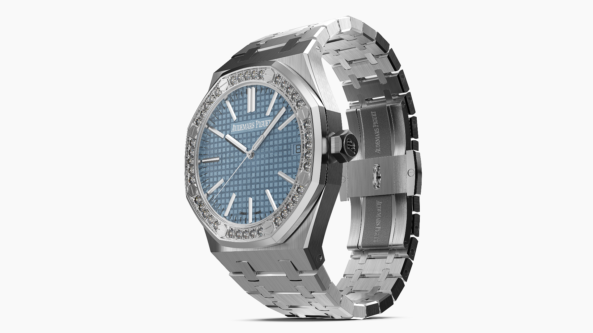 3D model Audemars Piguet Royal Oak Smoked Blue Diamond-Set White Gold