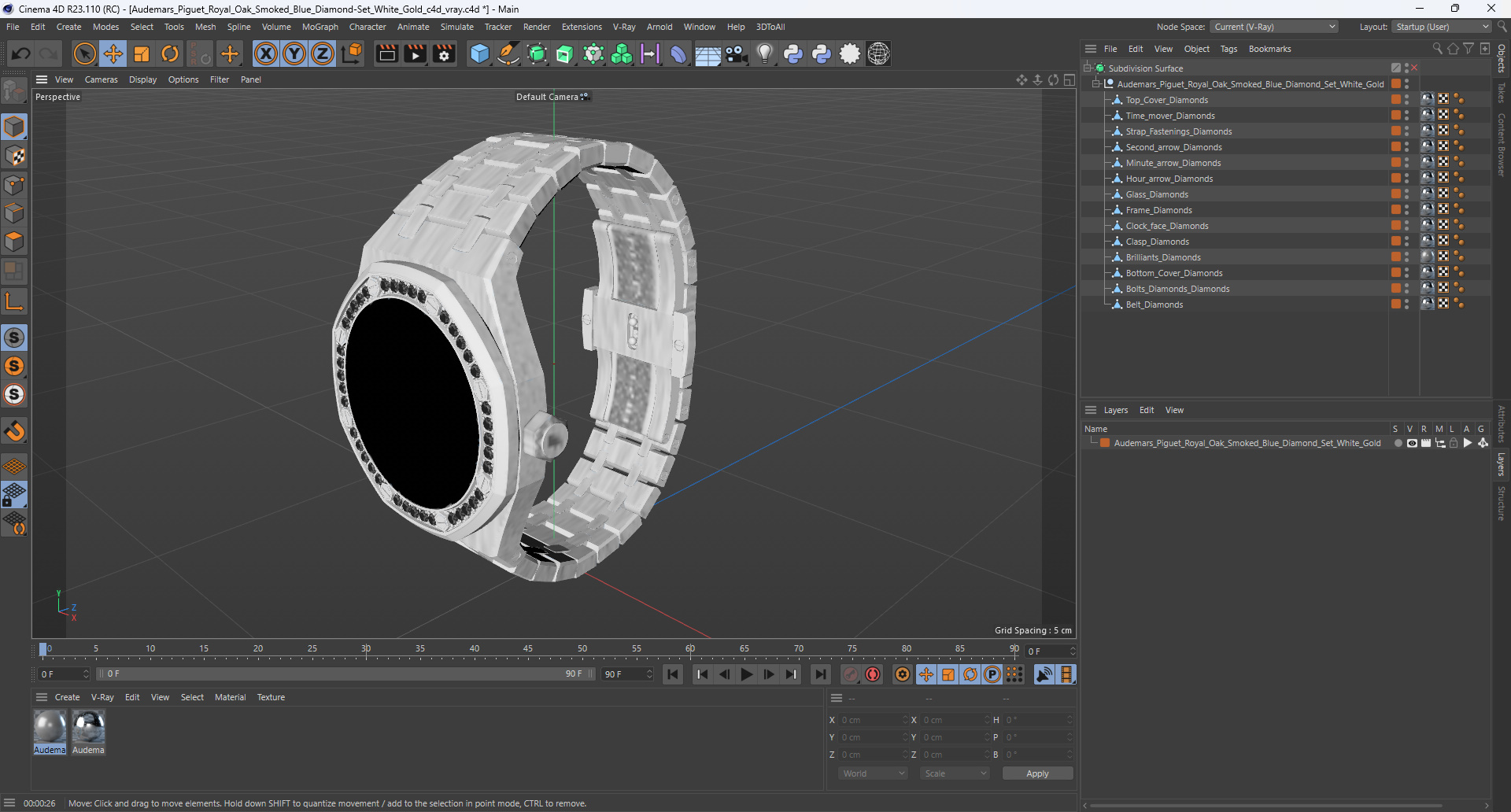 3D model Audemars Piguet Royal Oak Smoked Blue Diamond-Set White Gold