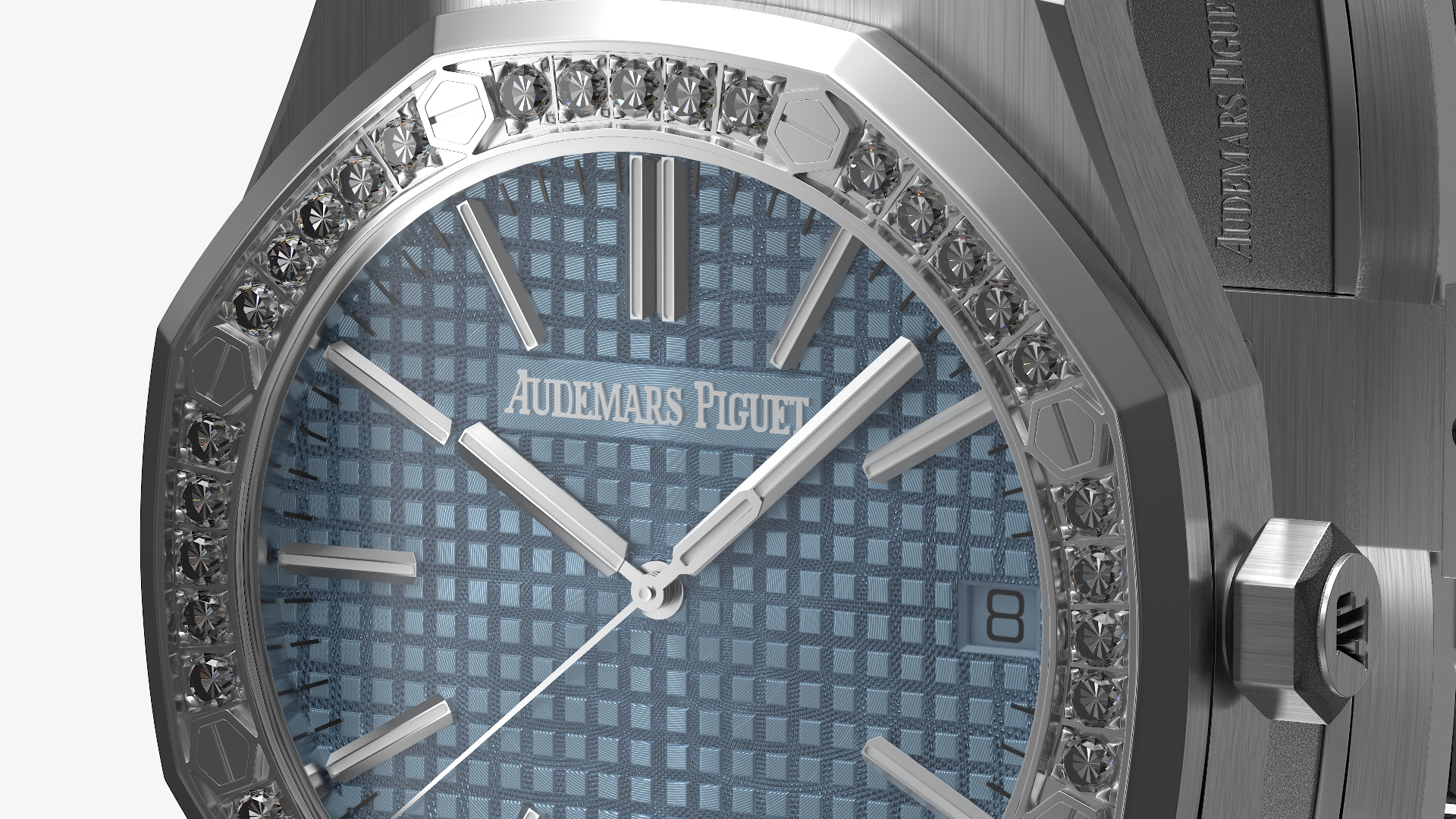 3D model Audemars Piguet Royal Oak Smoked Blue Diamond-Set White Gold