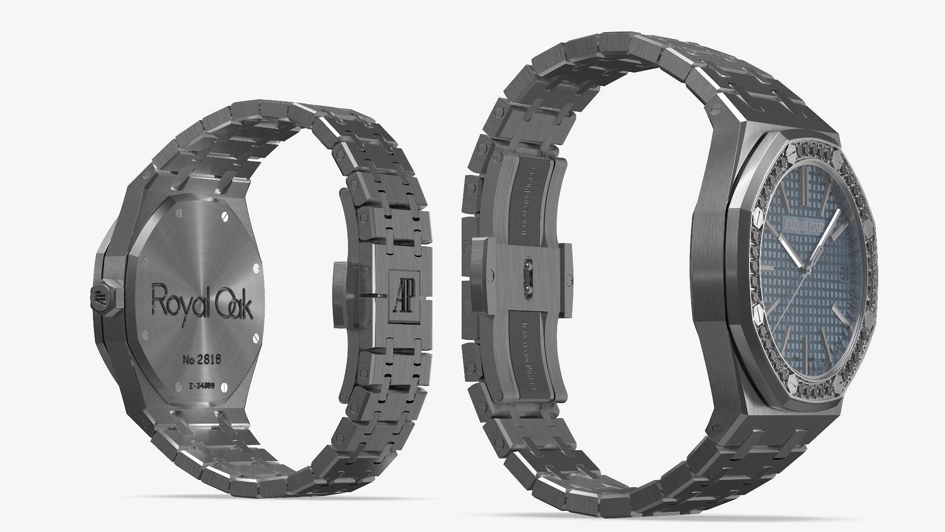3D model Audemars Piguet Royal Oak Smoked Blue Diamond-Set White Gold