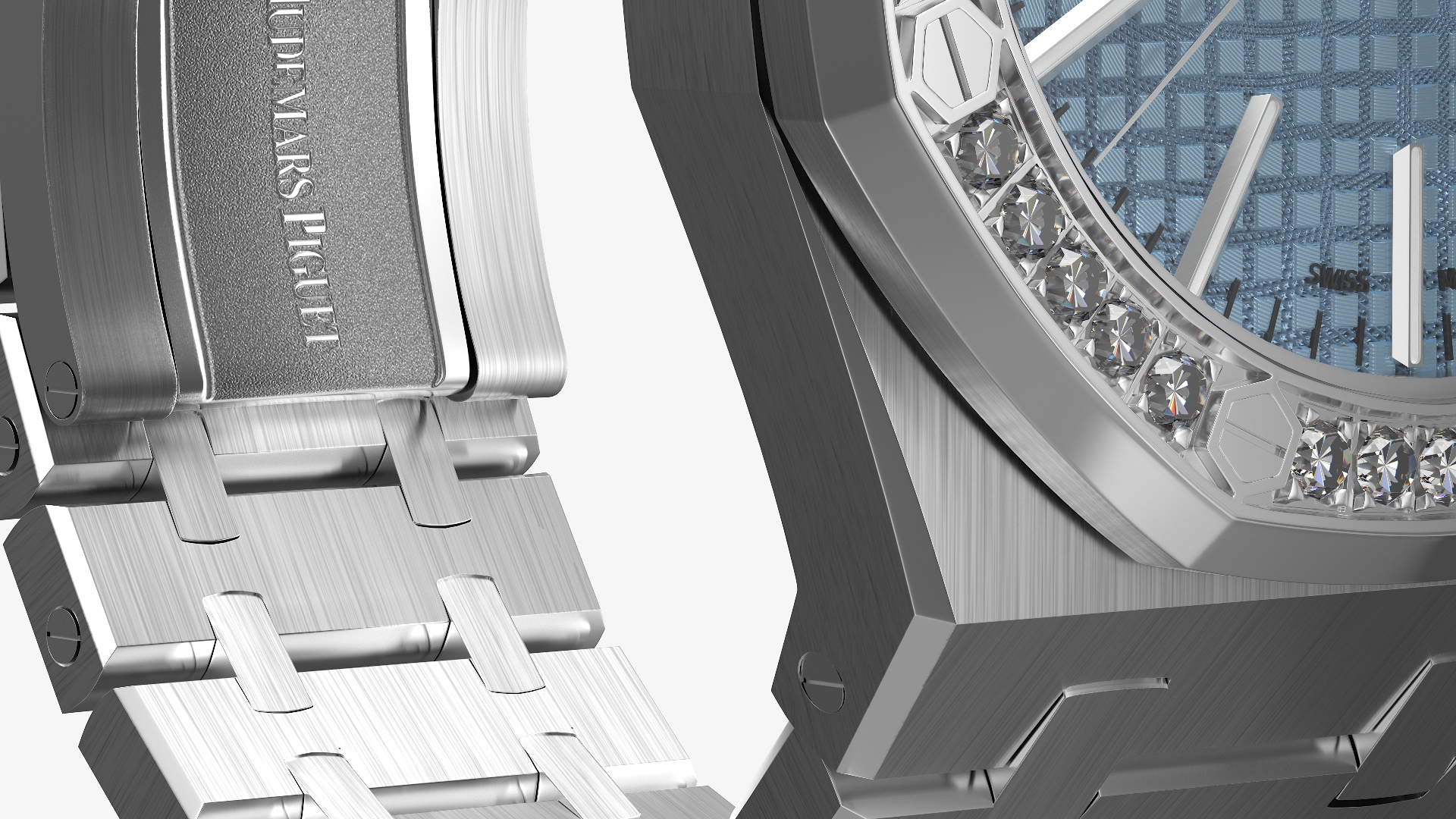 3D model Audemars Piguet Royal Oak Smoked Blue Diamond-Set White Gold