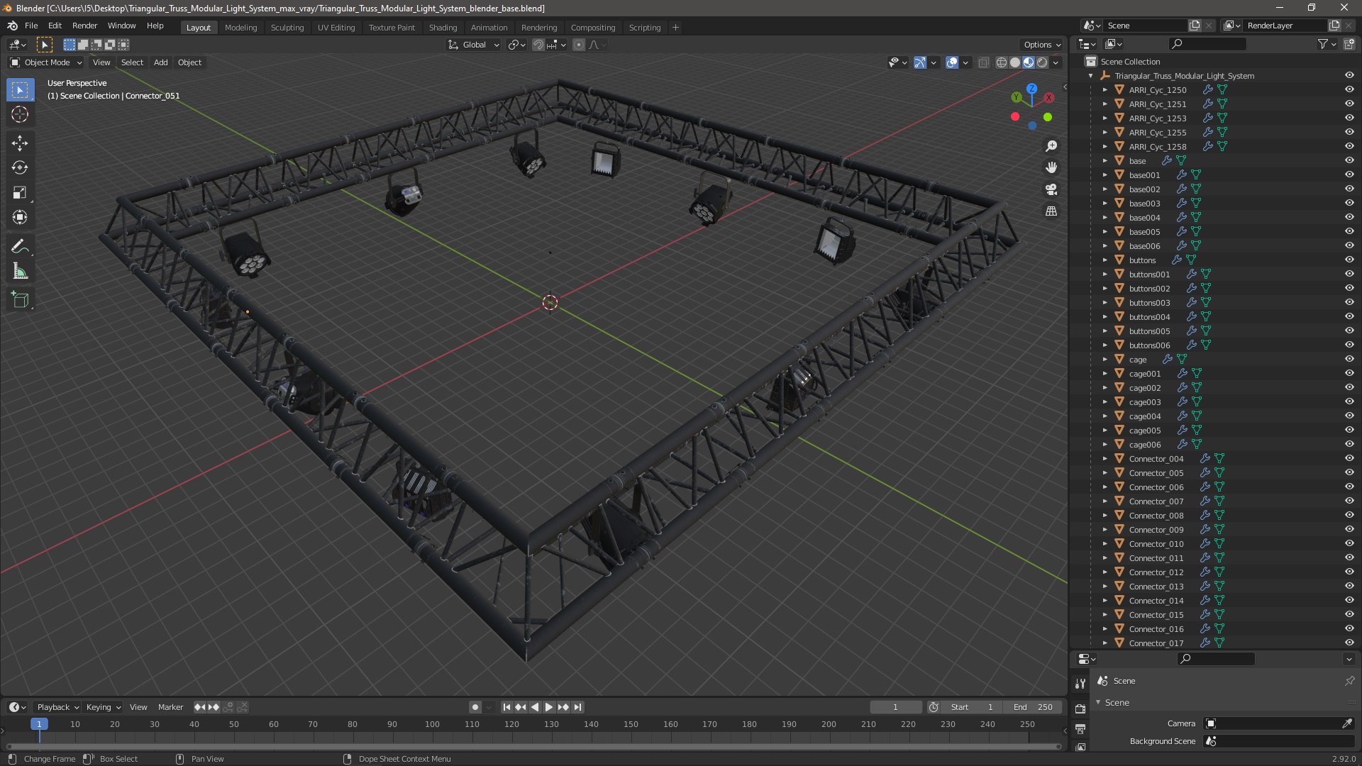 Triangular Truss Modular Light System 3D