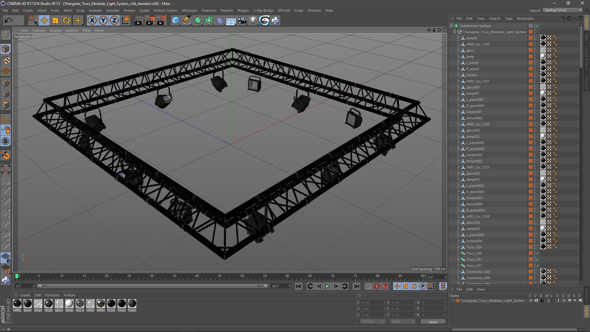 Triangular Truss Modular Light System 3D