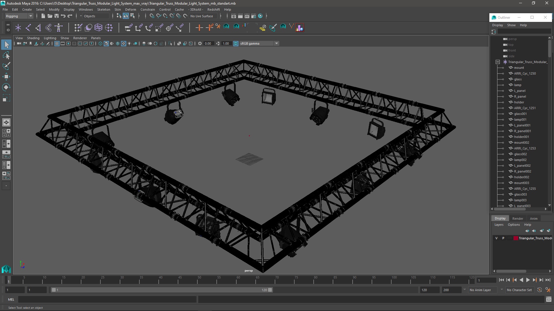 Triangular Truss Modular Light System 3D