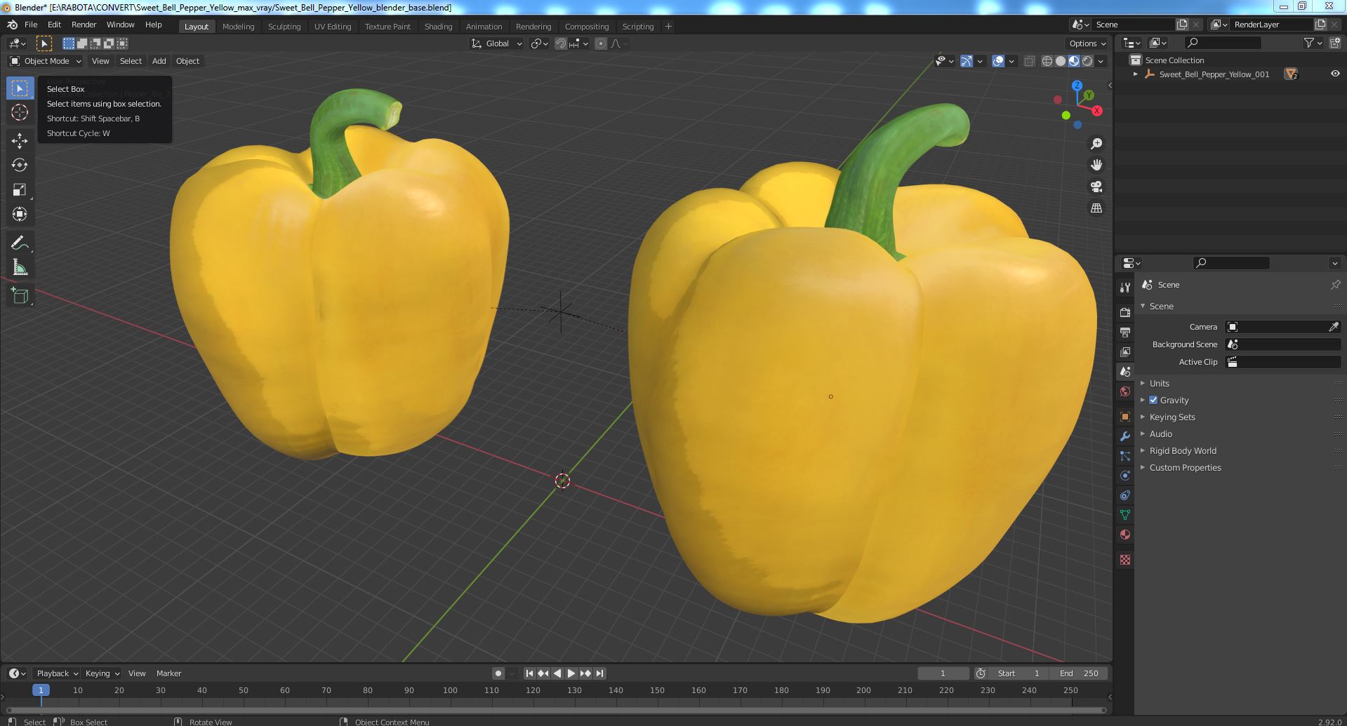 Sweet Bell Pepper Yellow 3D model
