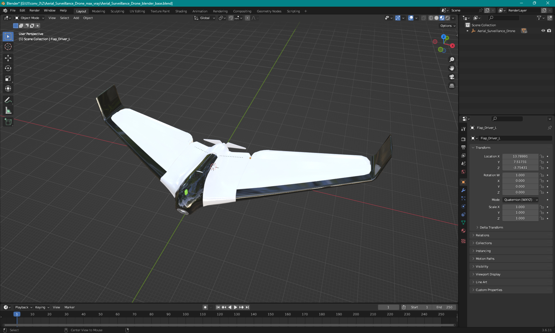 3D model Aerial Surveillance Drone