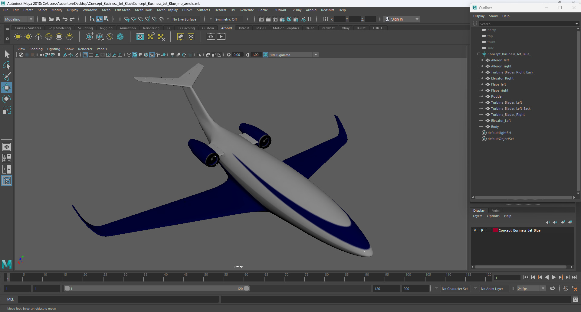 3D model Concept Business Jet Blue