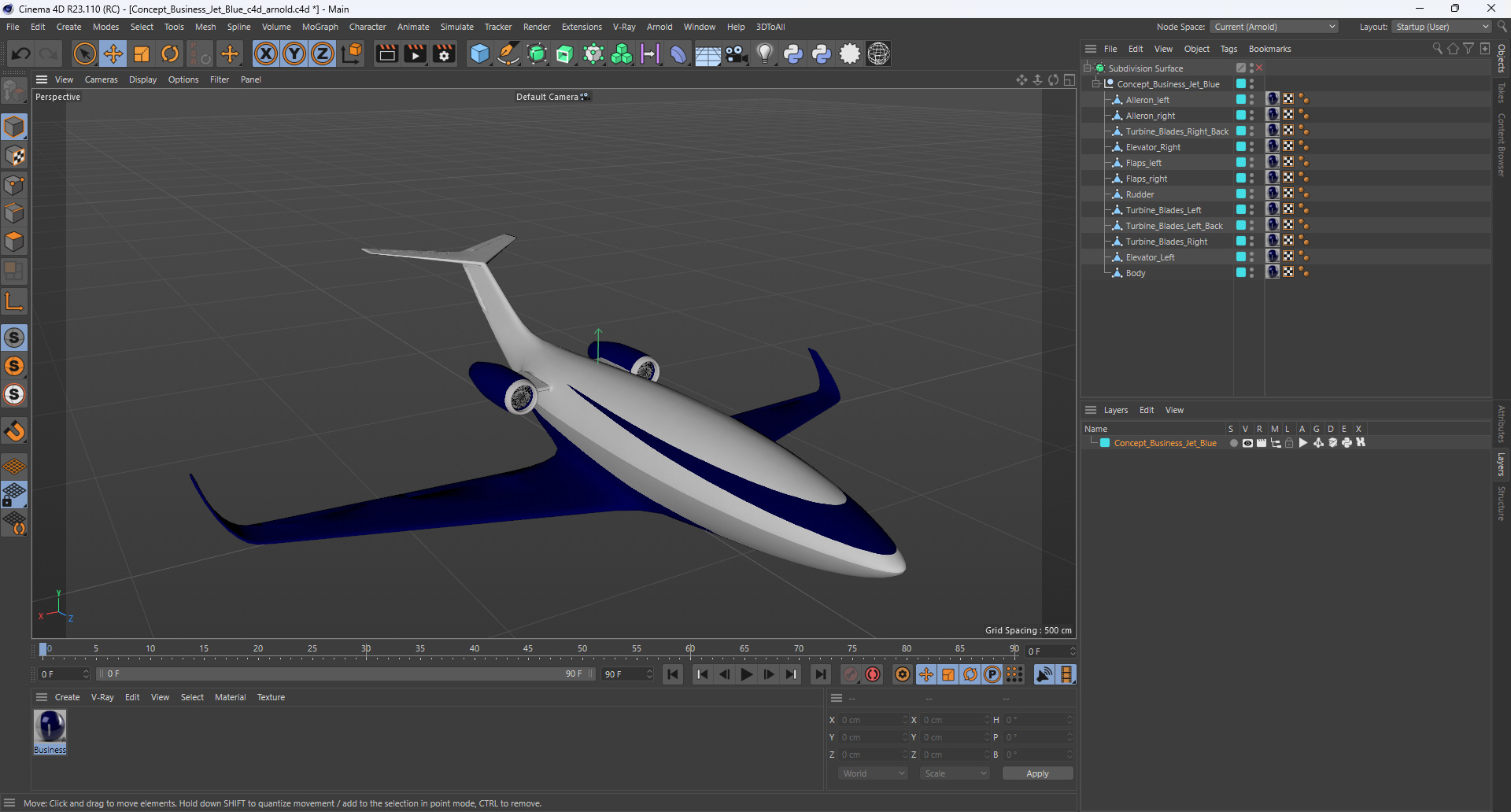 3D model Concept Business Jet Blue