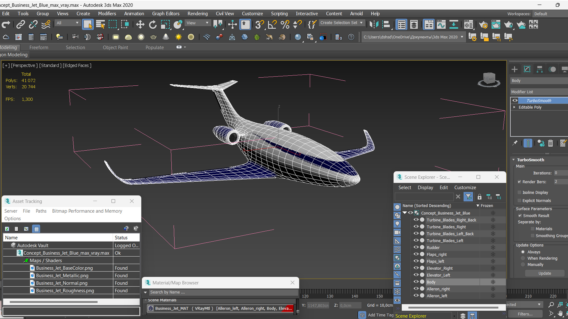 3D model Concept Business Jet Blue