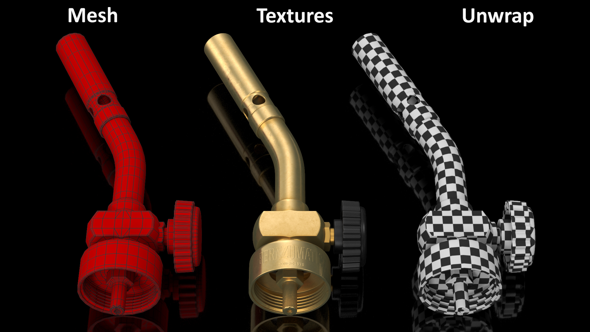 Brass Pencil Flame Propane Torch Head 3D