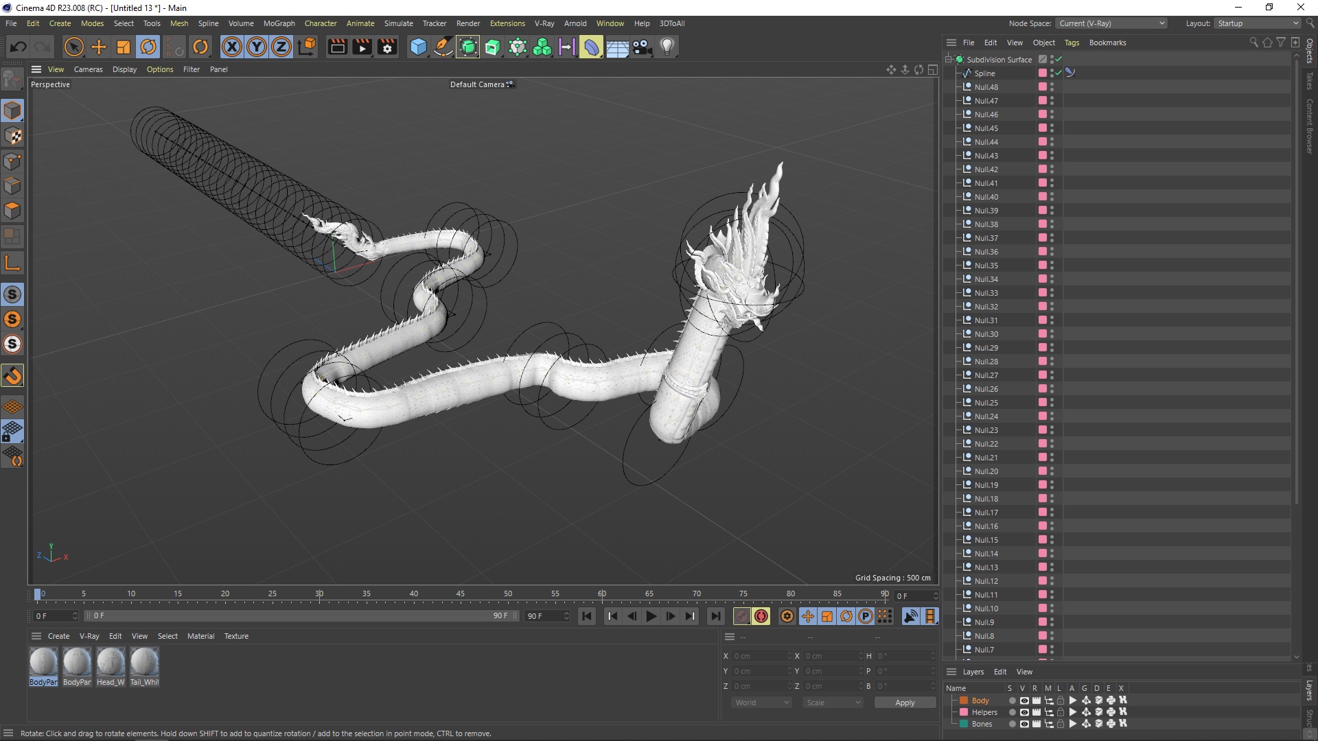 3D Serpent Dragon White Rigged for Cinema 4D