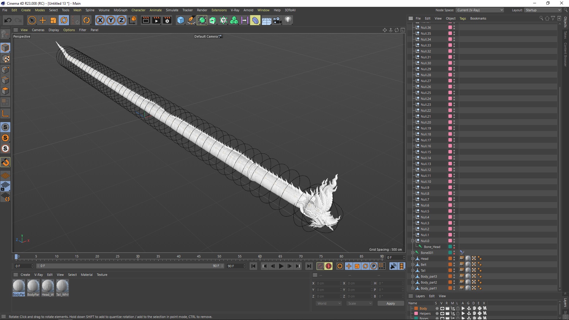 3D Serpent Dragon White Rigged for Cinema 4D