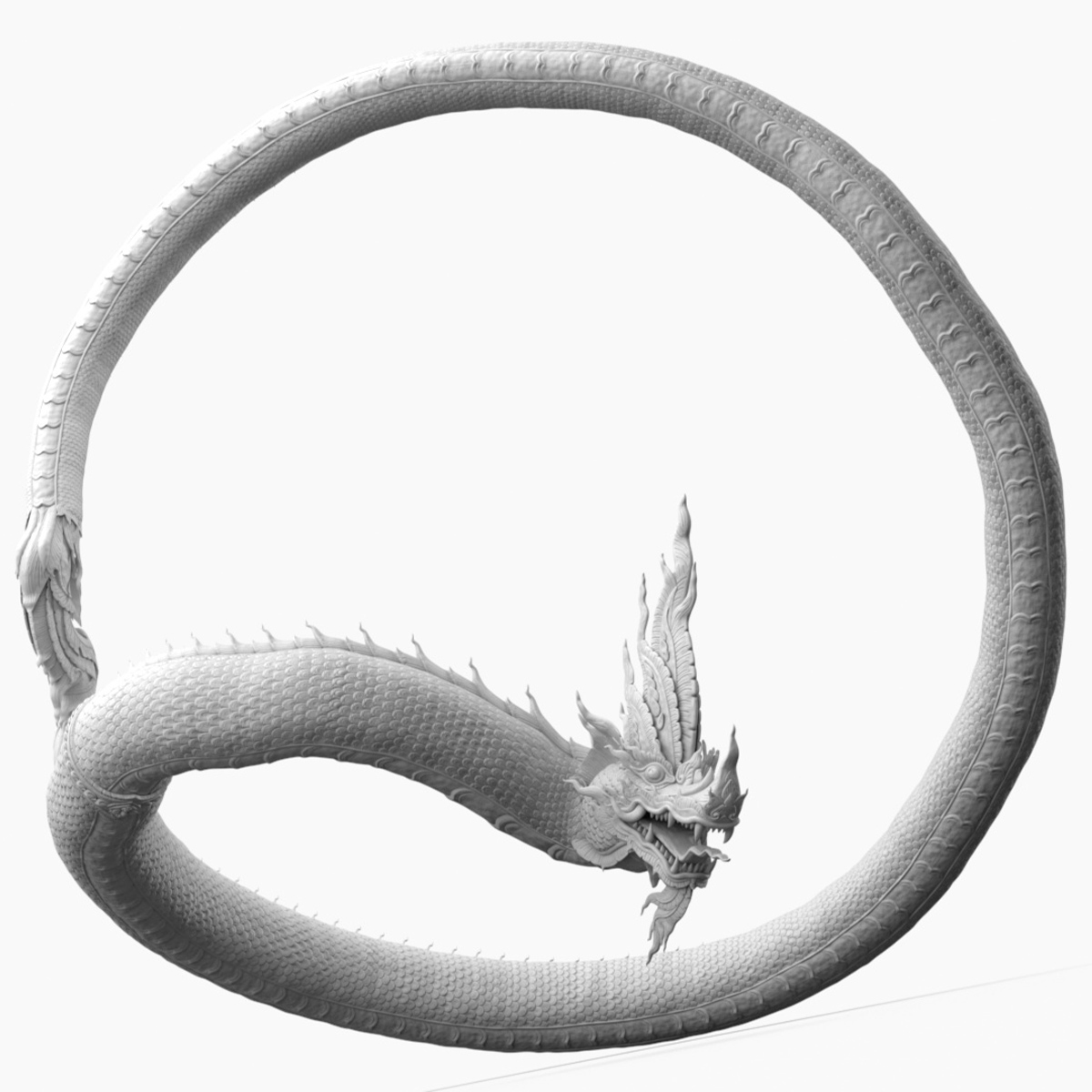 3D Serpent Dragon White Rigged for Cinema 4D
