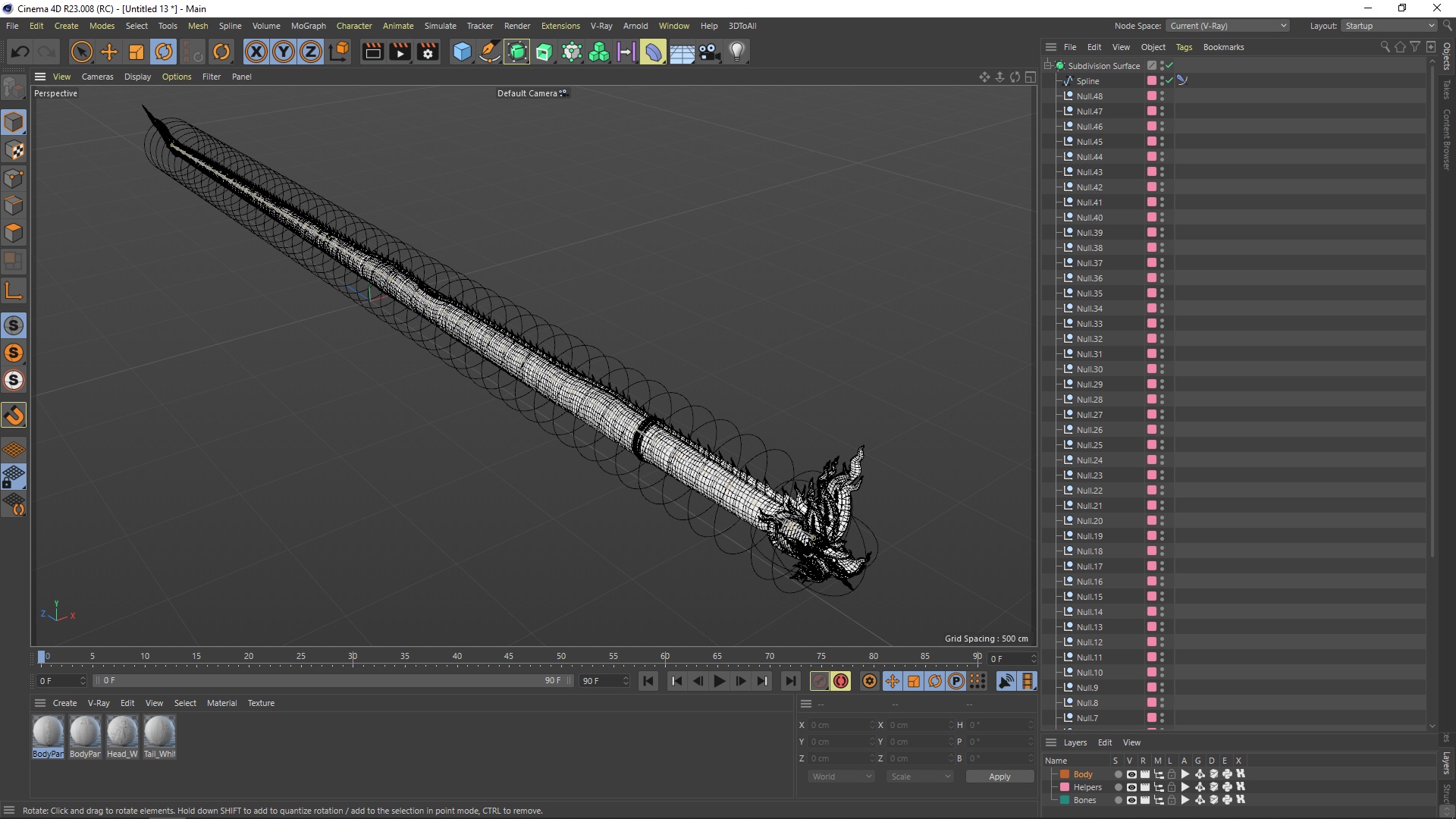 3D Serpent Dragon White Rigged for Cinema 4D