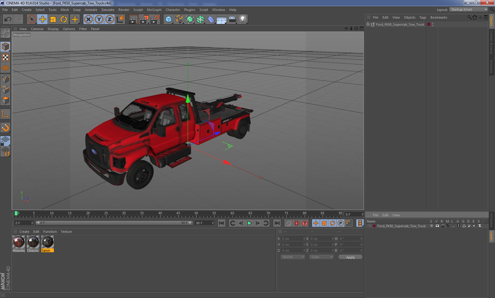 3D Ford F650 Supercab Tow Truck model