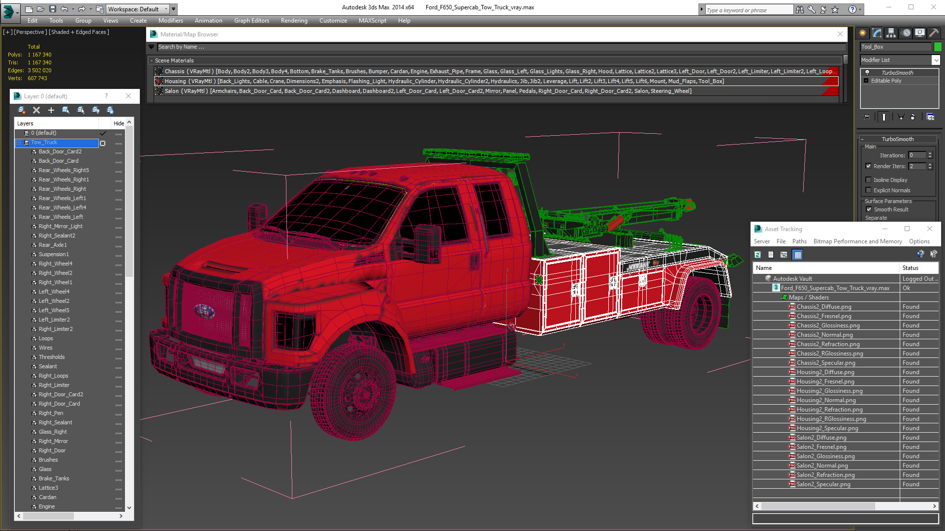 3D Ford F650 Supercab Tow Truck model