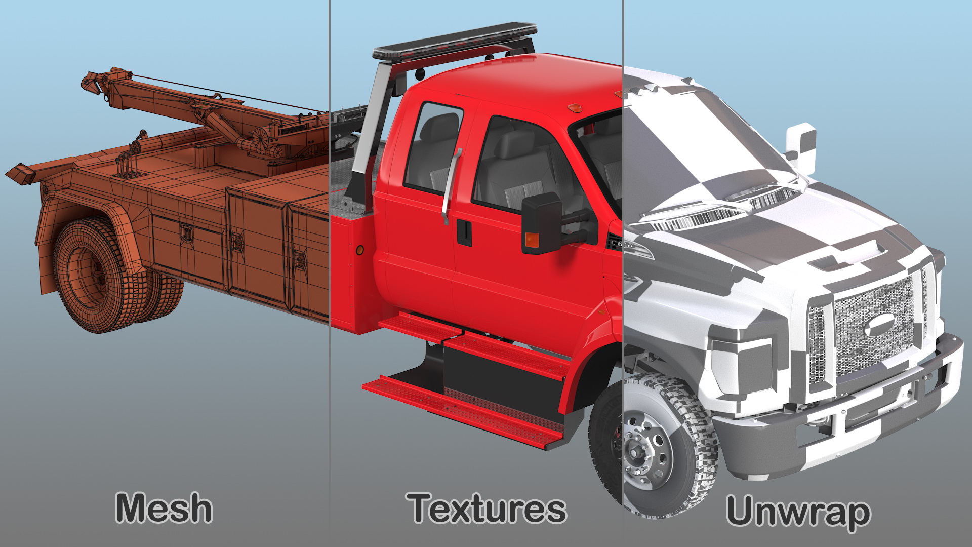 3D Ford F650 Supercab Tow Truck model