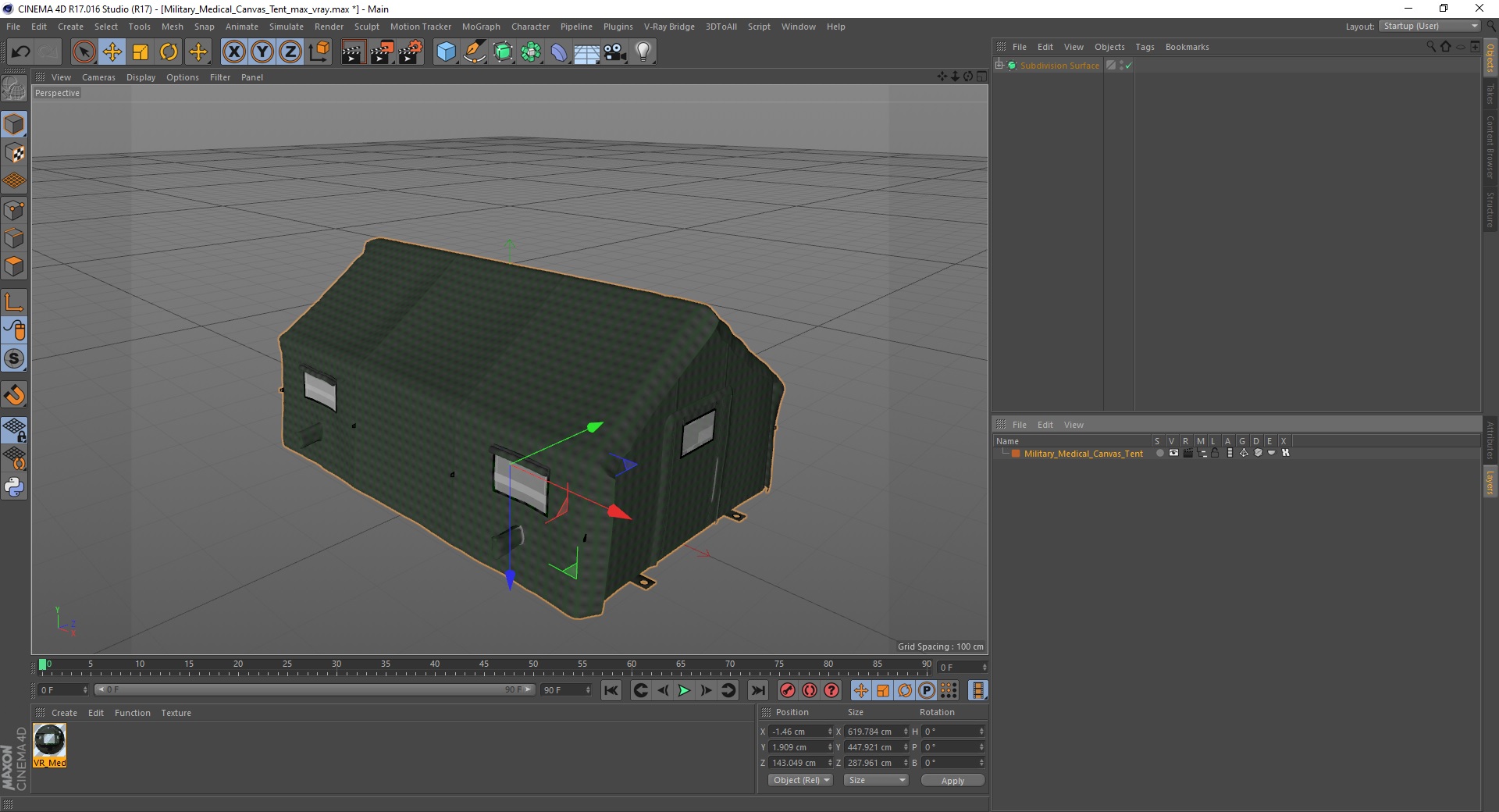 3D Military Medical Canvas Tent model