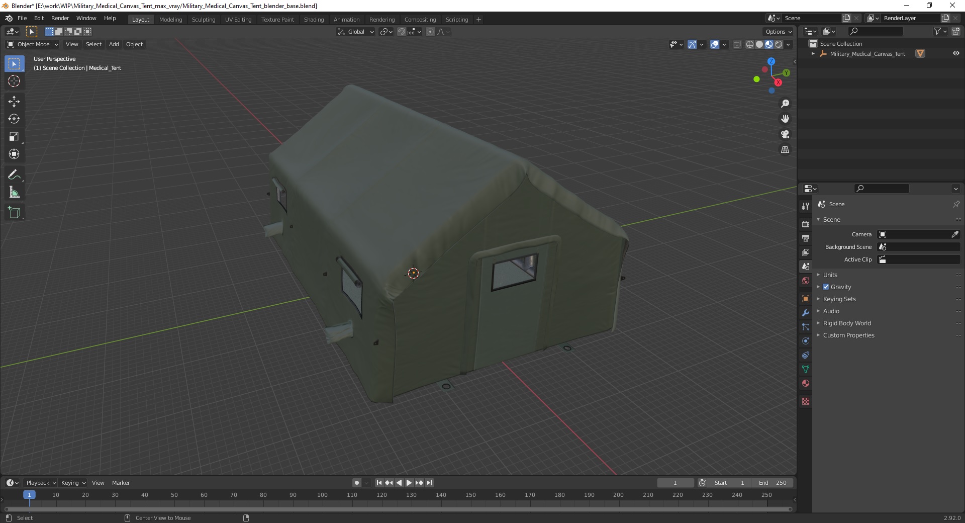 3D Military Medical Canvas Tent model