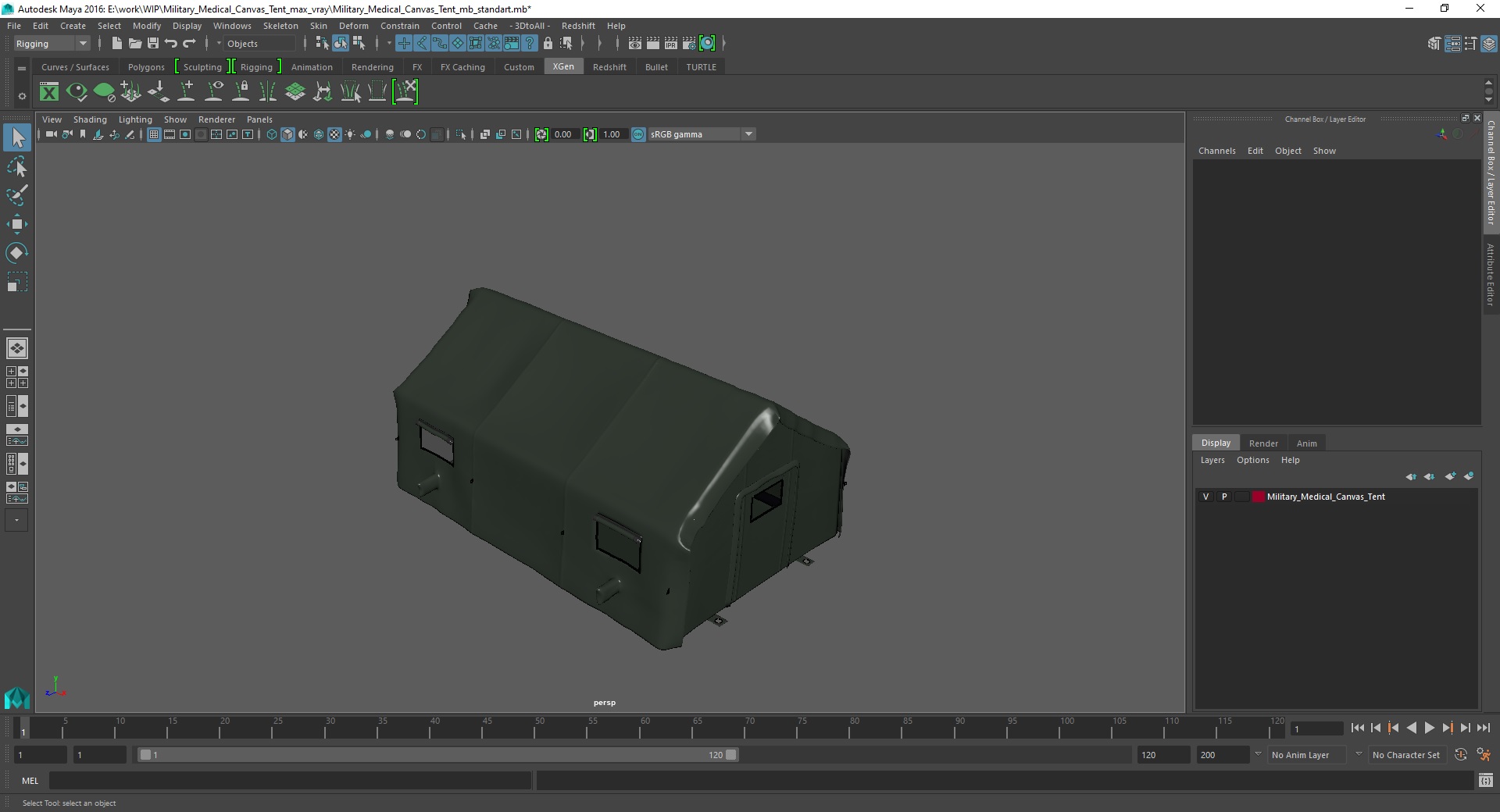 3D Military Medical Canvas Tent model