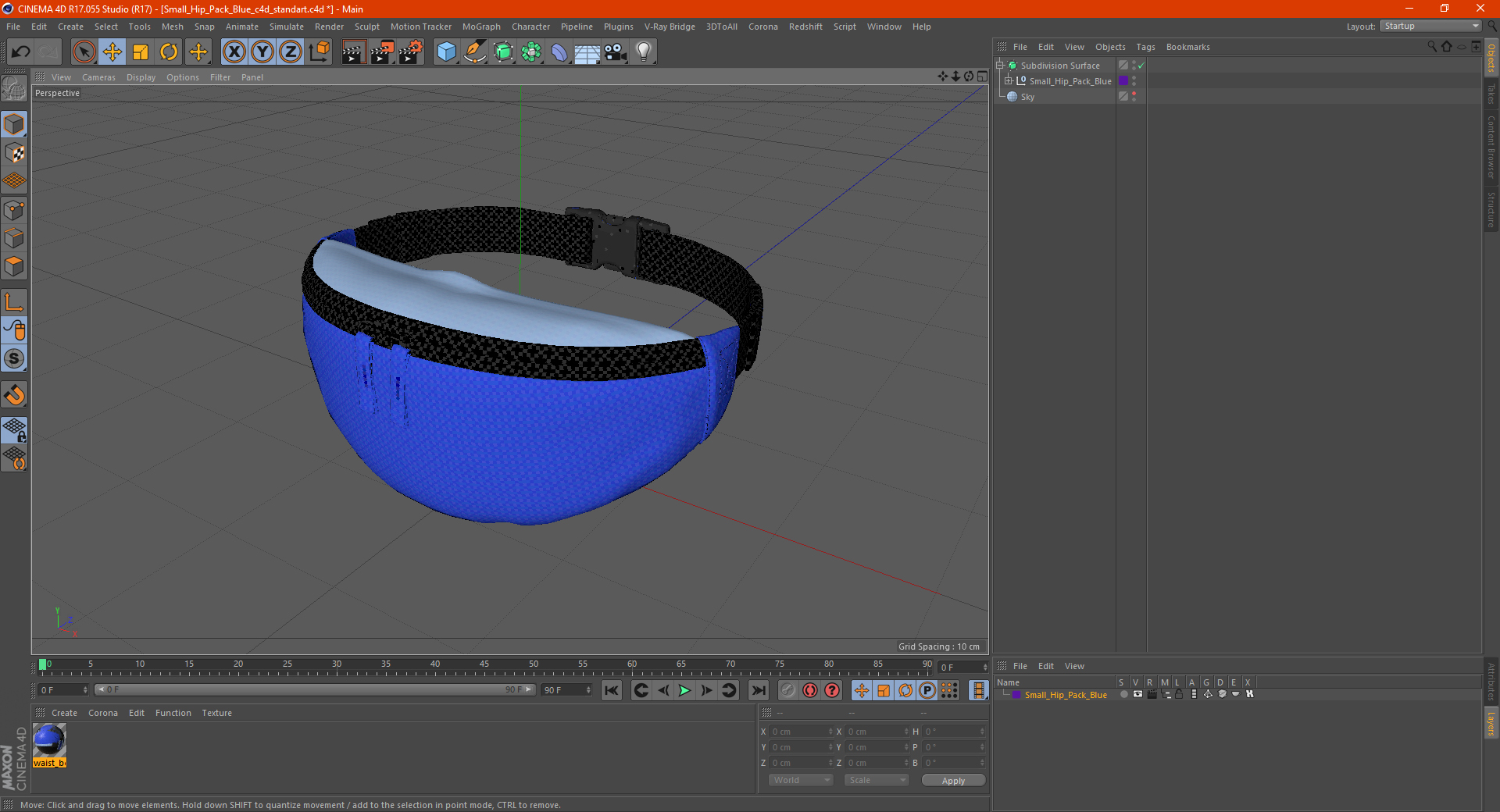 Small Hip Pack Blue 3D model