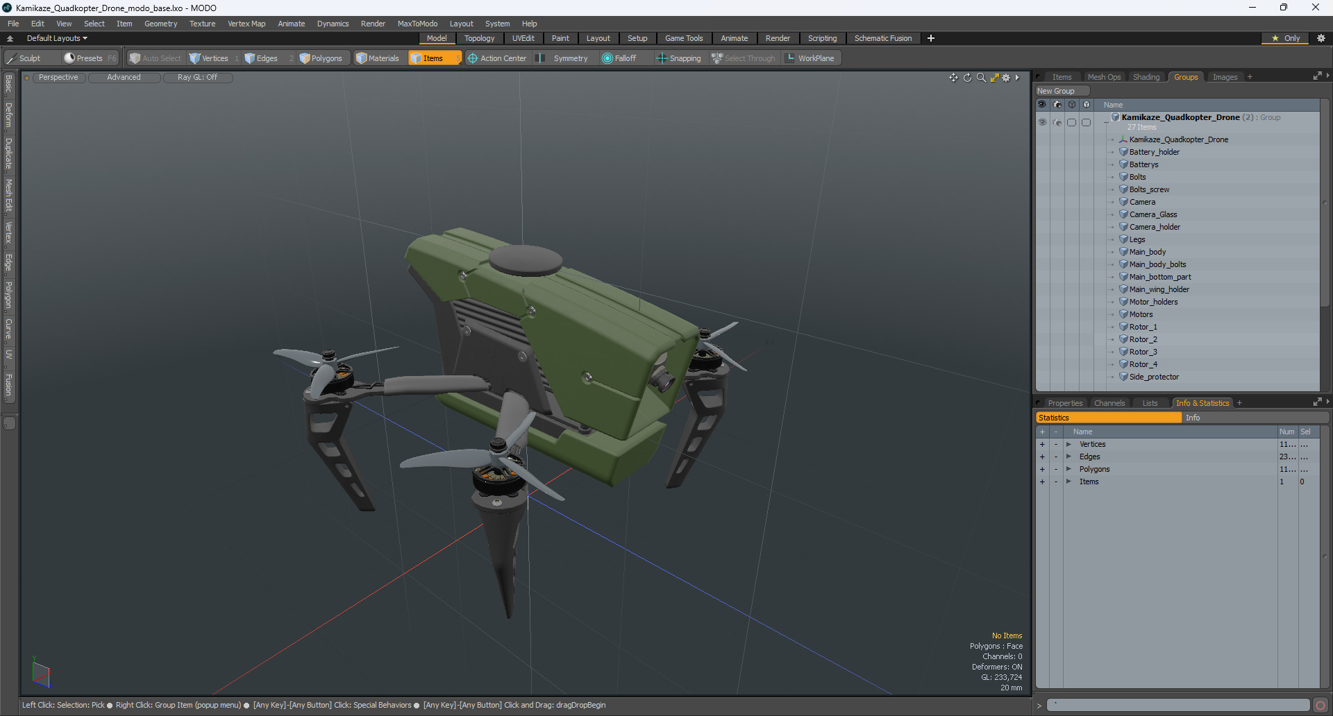 3D model Kamikaze Quadcopter Drone