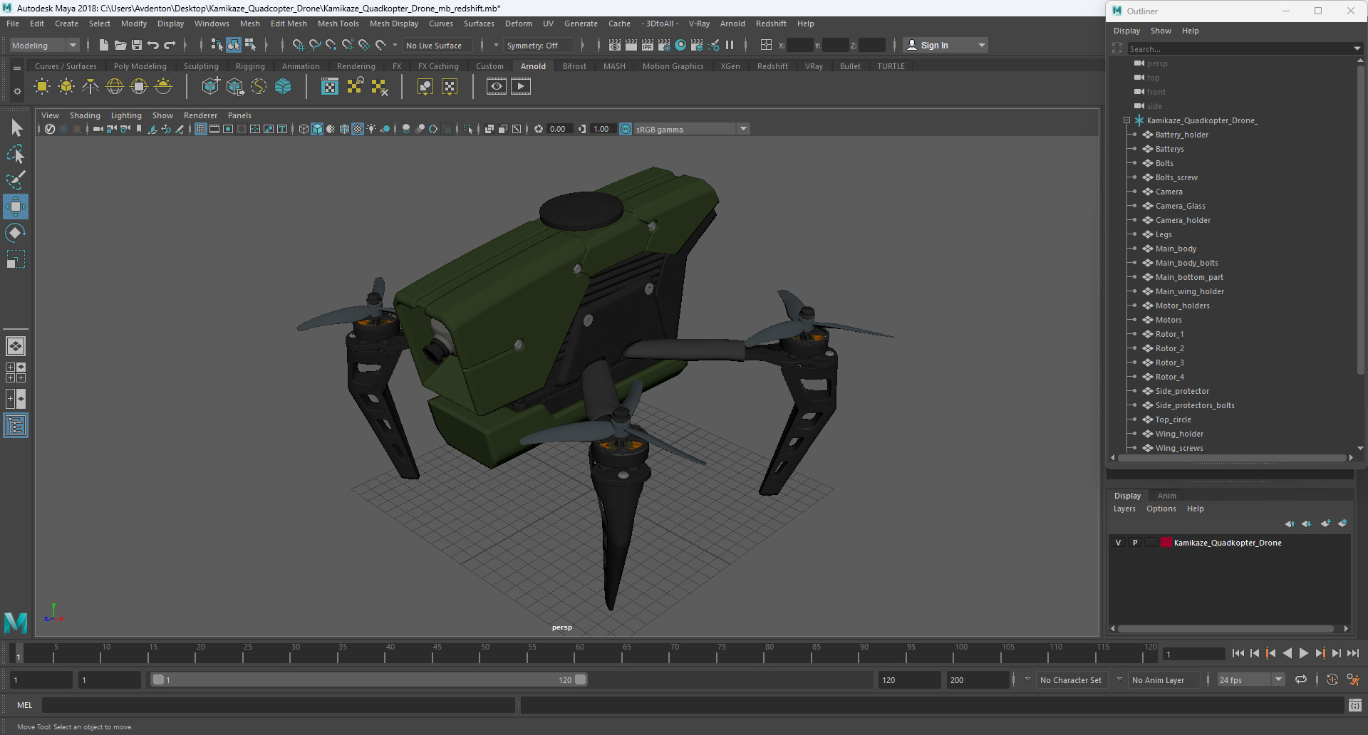 3D model Kamikaze Quadcopter Drone
