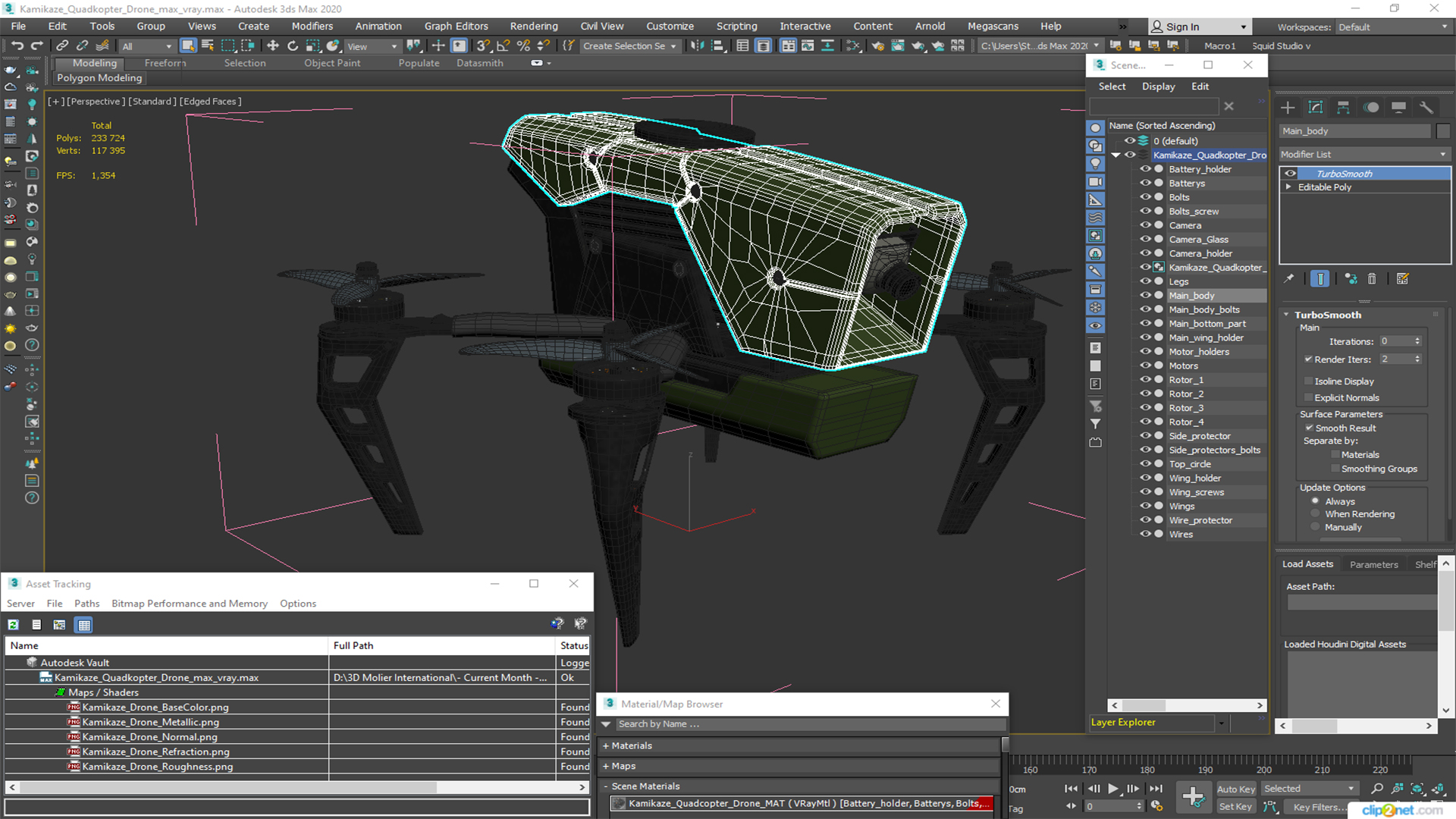 3D model Kamikaze Quadcopter Drone