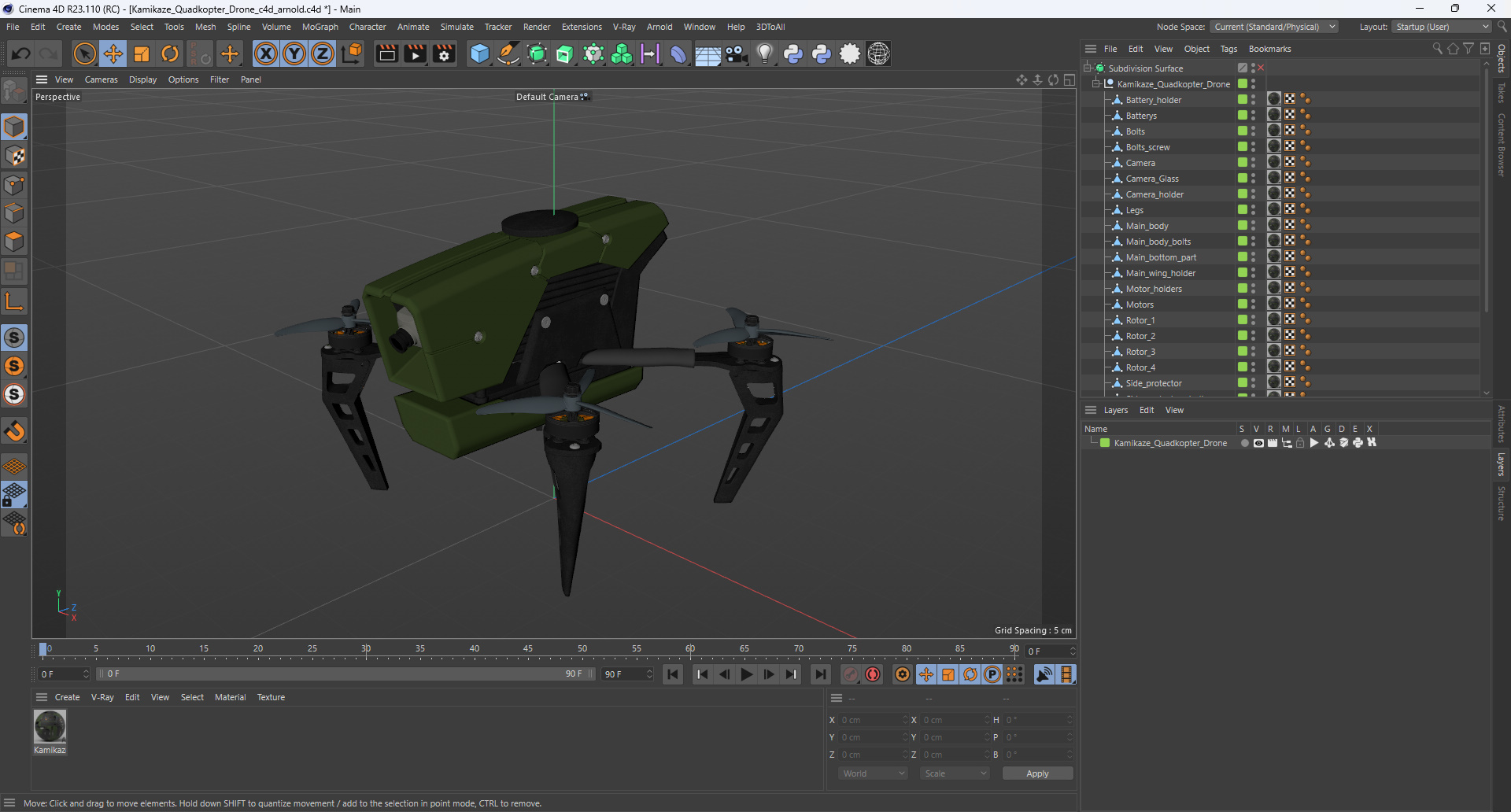 3D model Kamikaze Quadcopter Drone