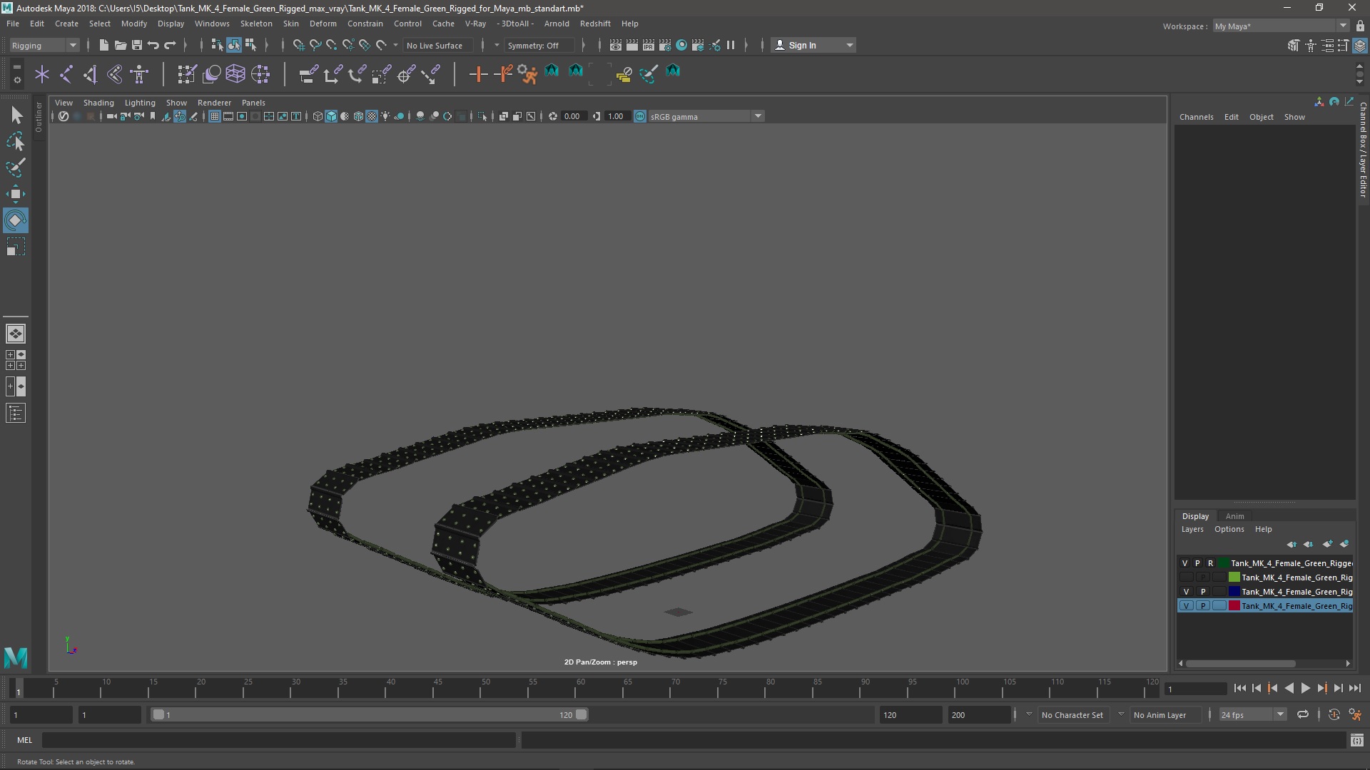 3D Tank MK 4 Female Green Rigged for Maya model