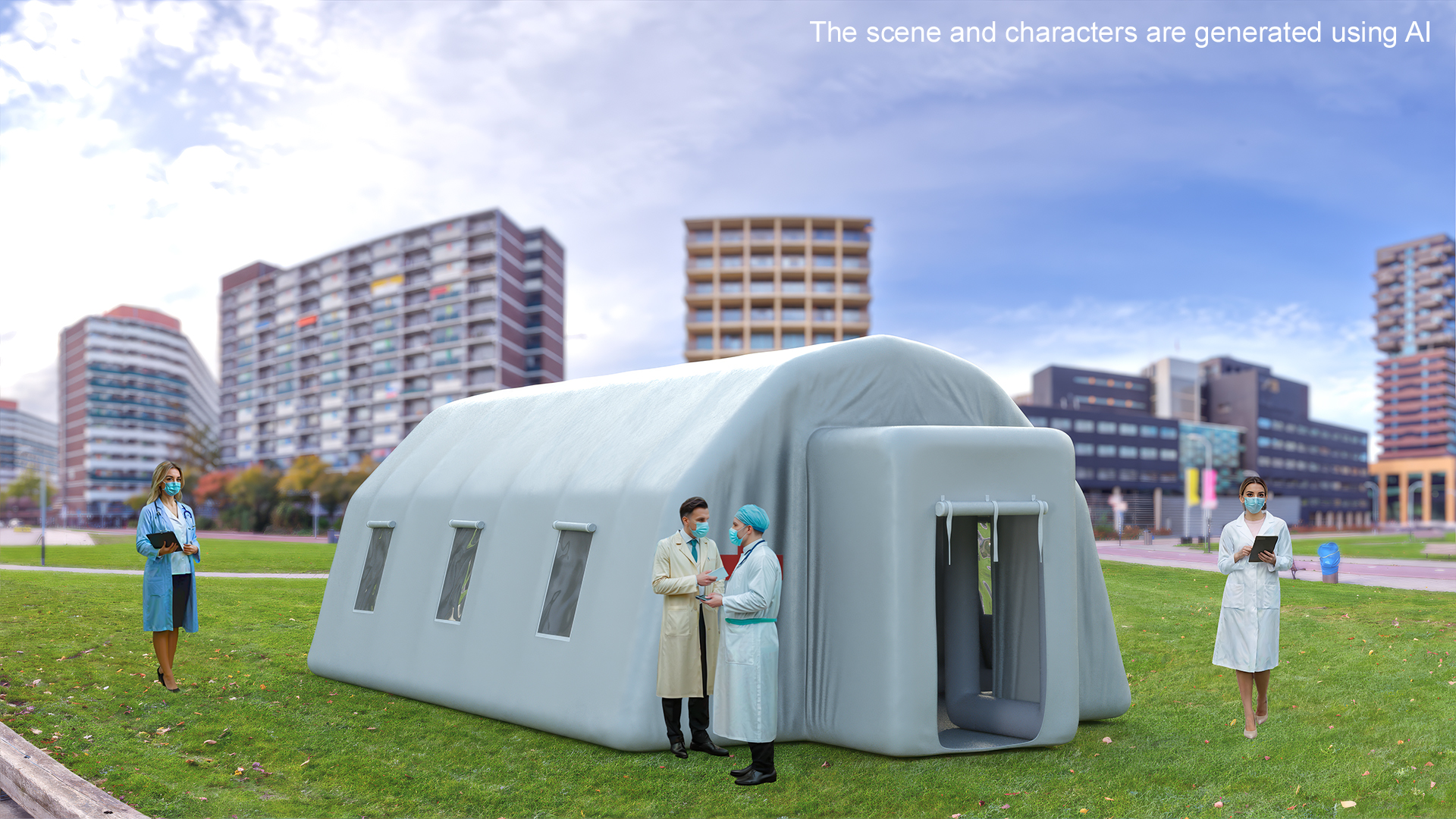 3D model Large Rescue Pop Up Inflatable Tent Open