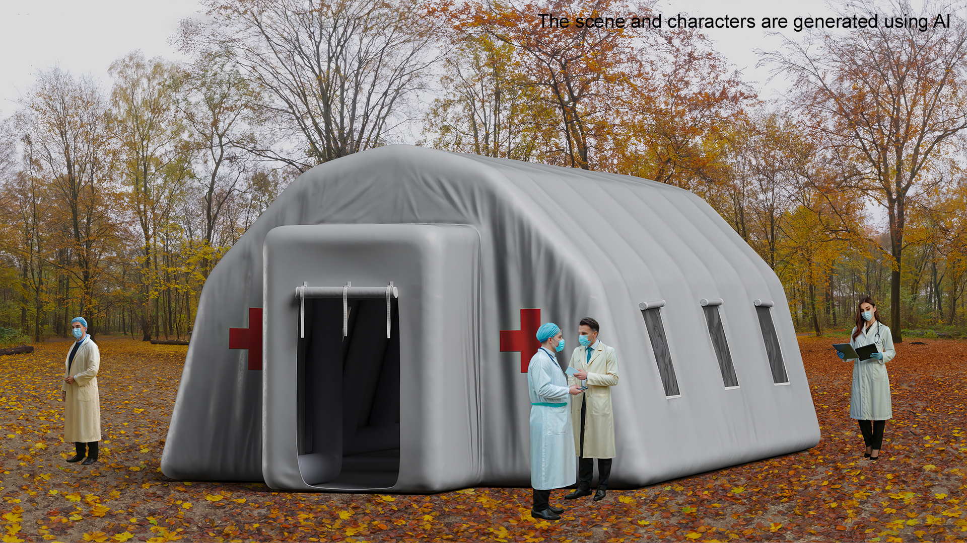 3D model Large Rescue Pop Up Inflatable Tent Open