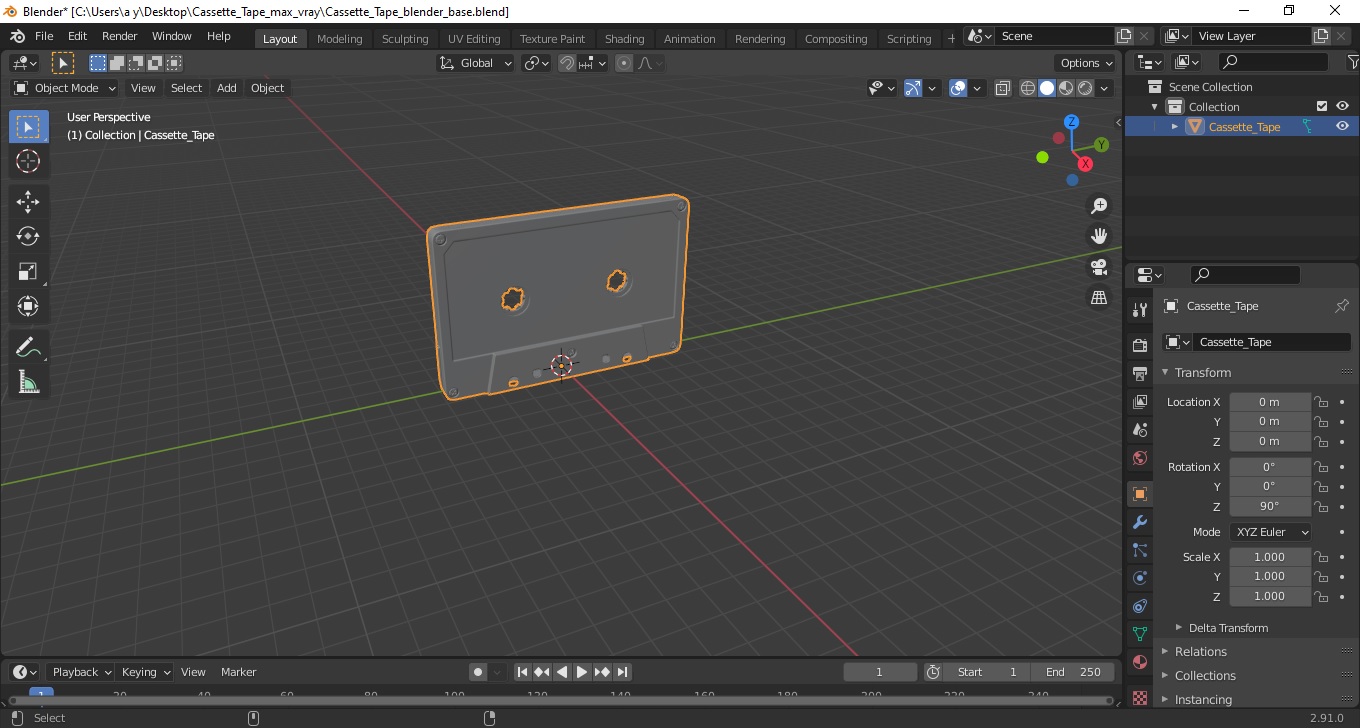 3D Cassette Tape model