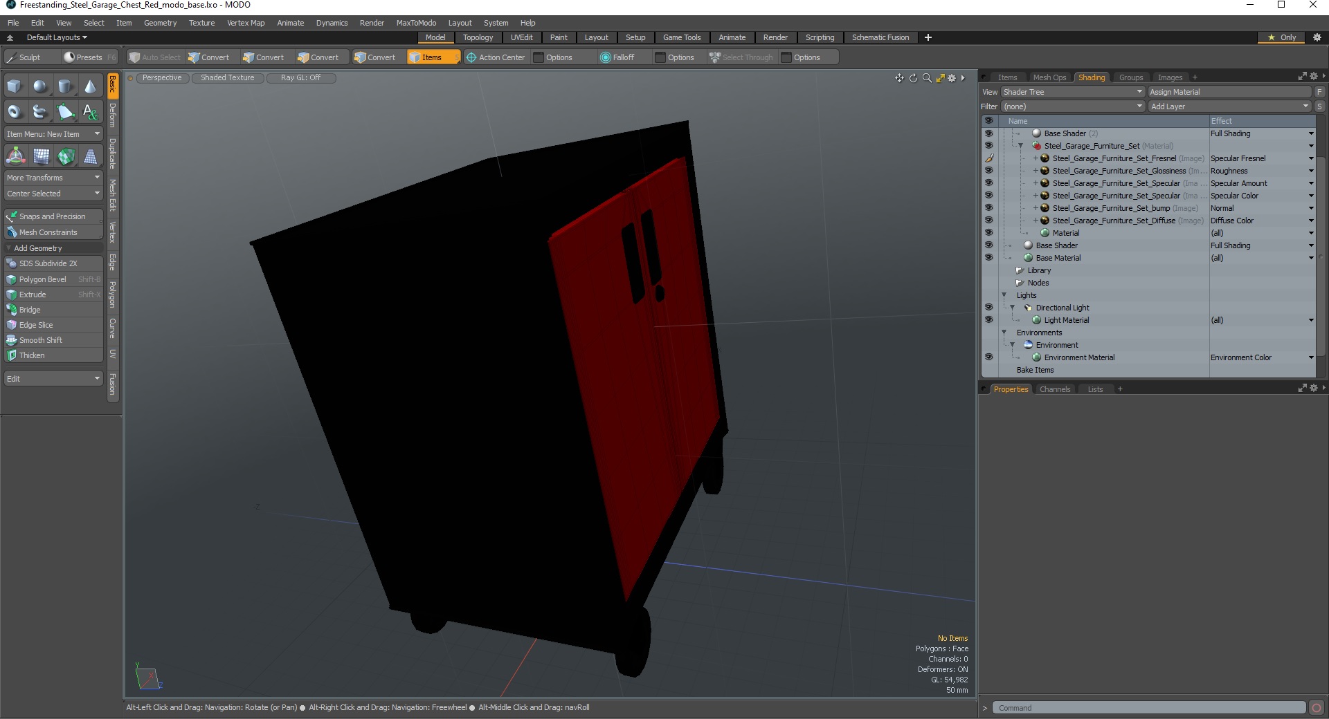 3D model Freestanding Steel Garage Chest Red