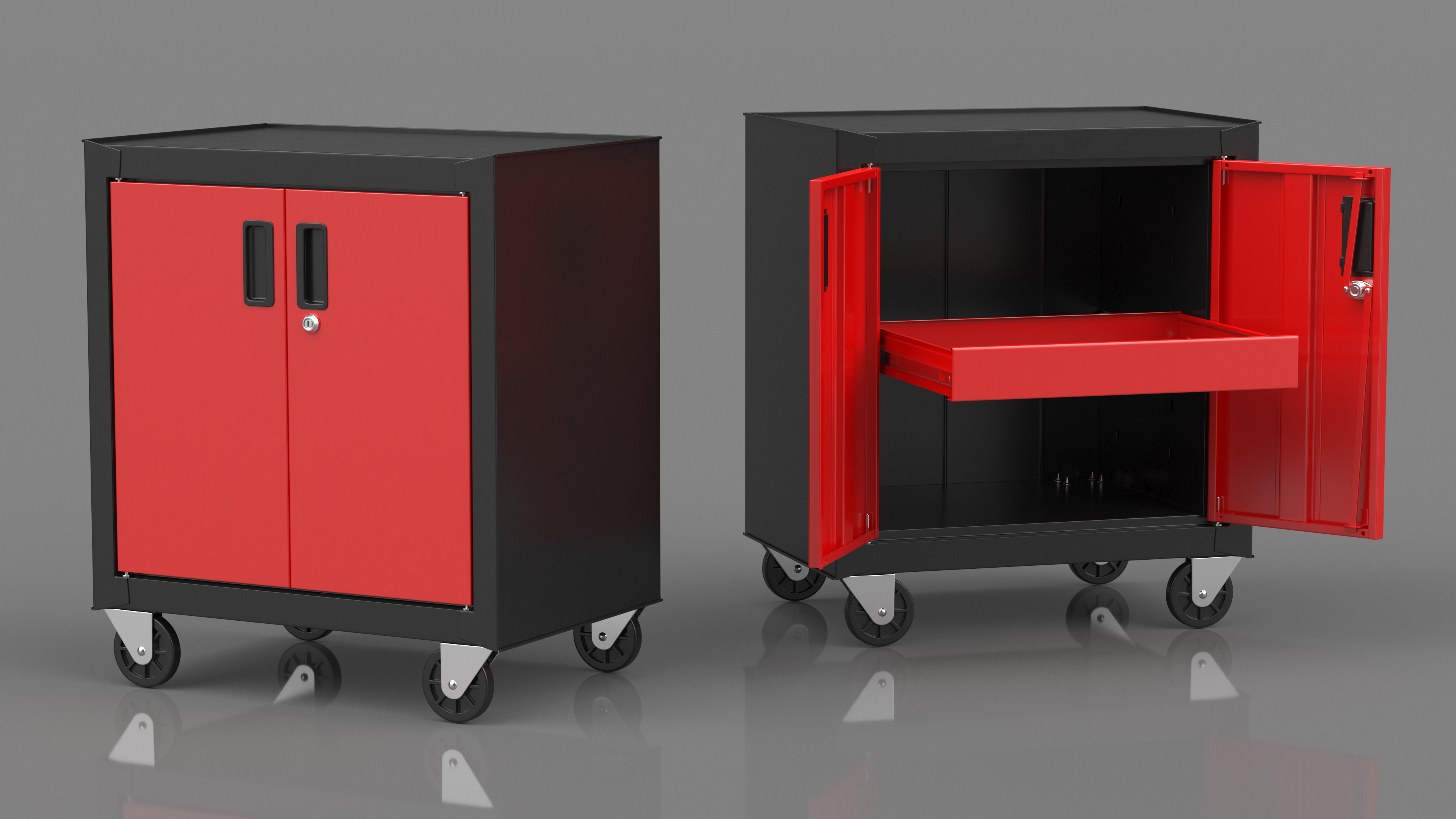 3D model Freestanding Steel Garage Chest Red