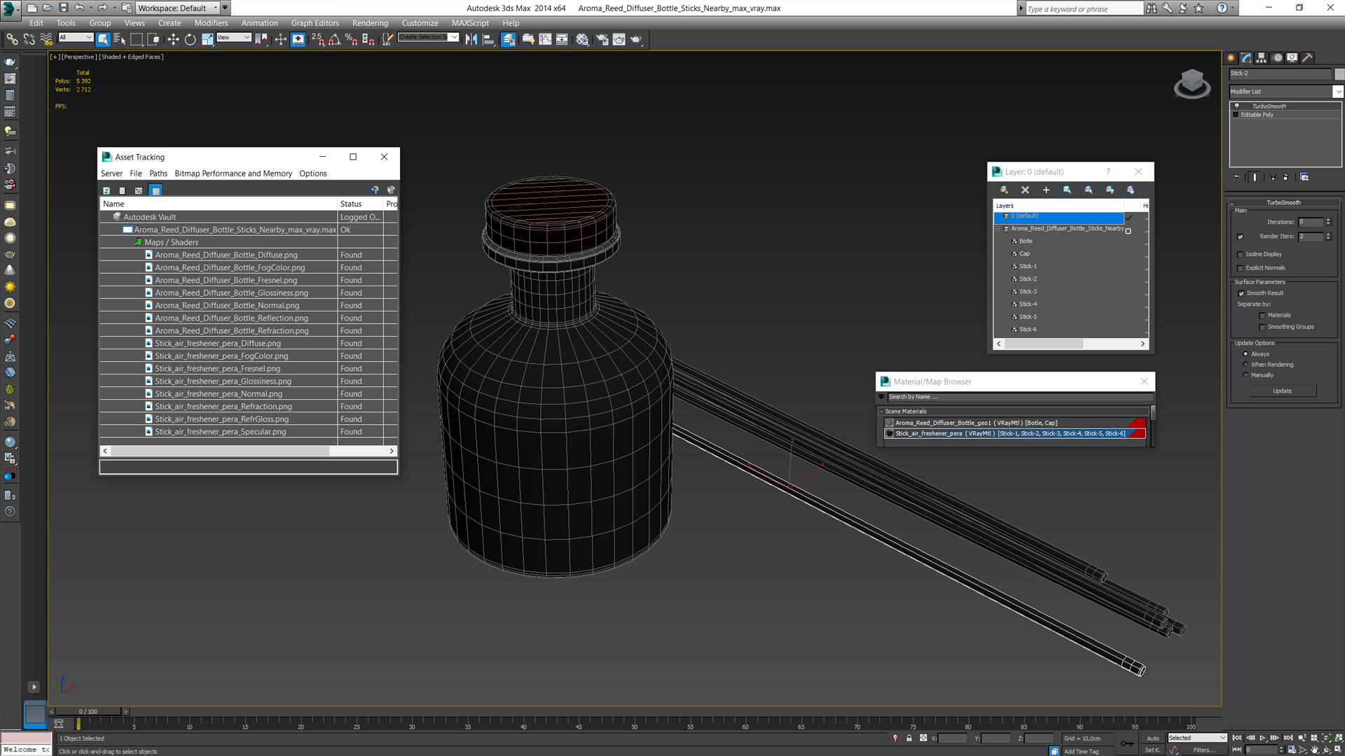 3D model Aroma Reed Diffuser Bottle Sticks Nearby