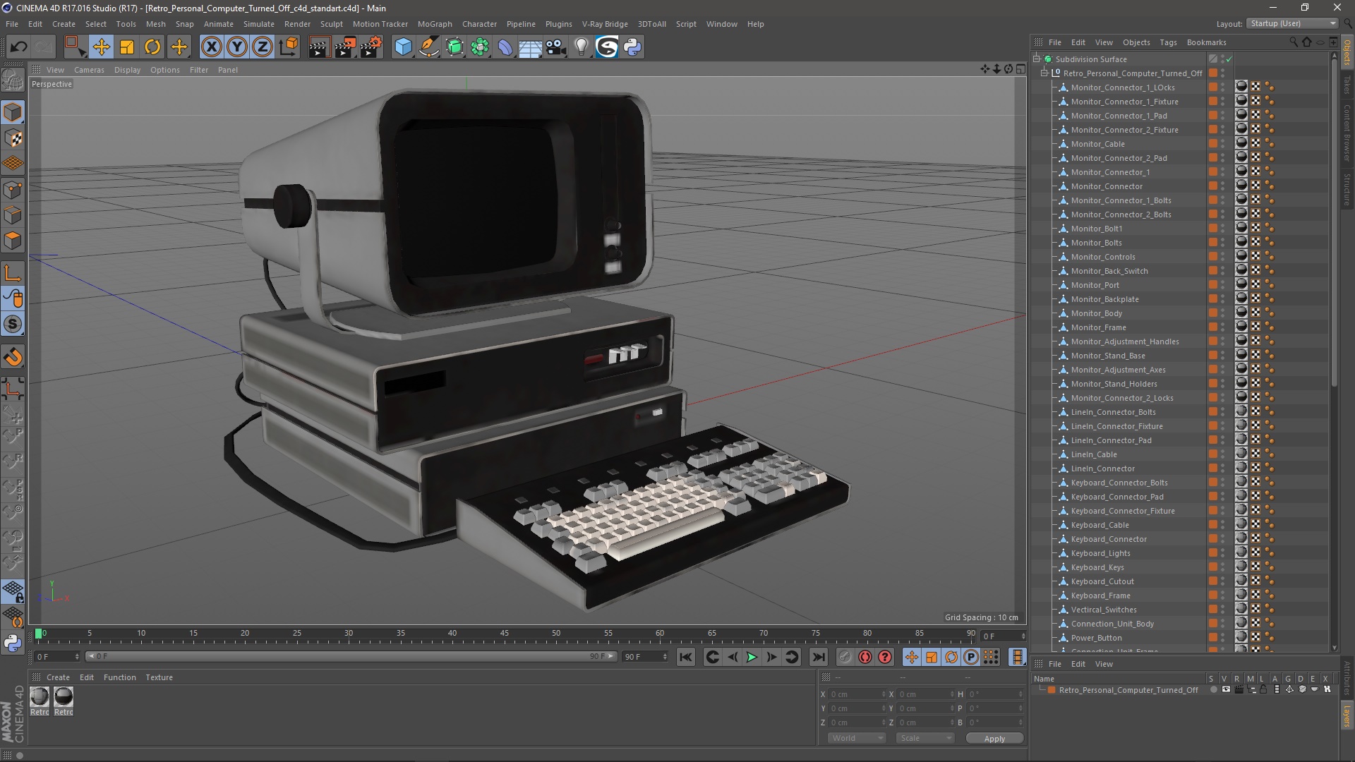 Retro Personal Computer Turned Off 3D model