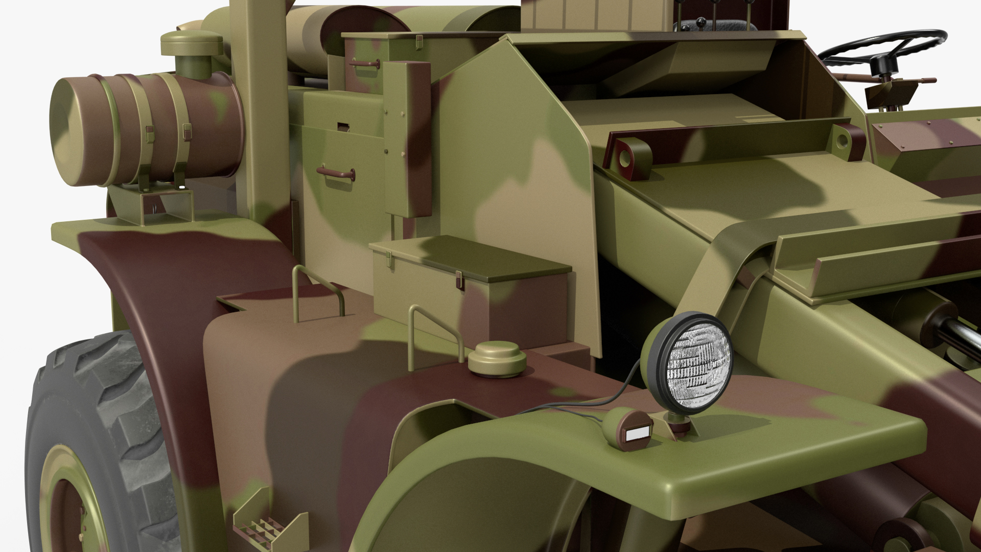 Pettibone Rough Terrain Military Forklift with Cargo Rigged 3D model