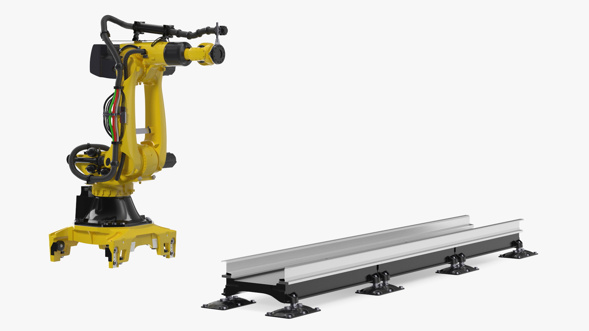 Robotic Arm Yellow on Rails Rigged 3D model